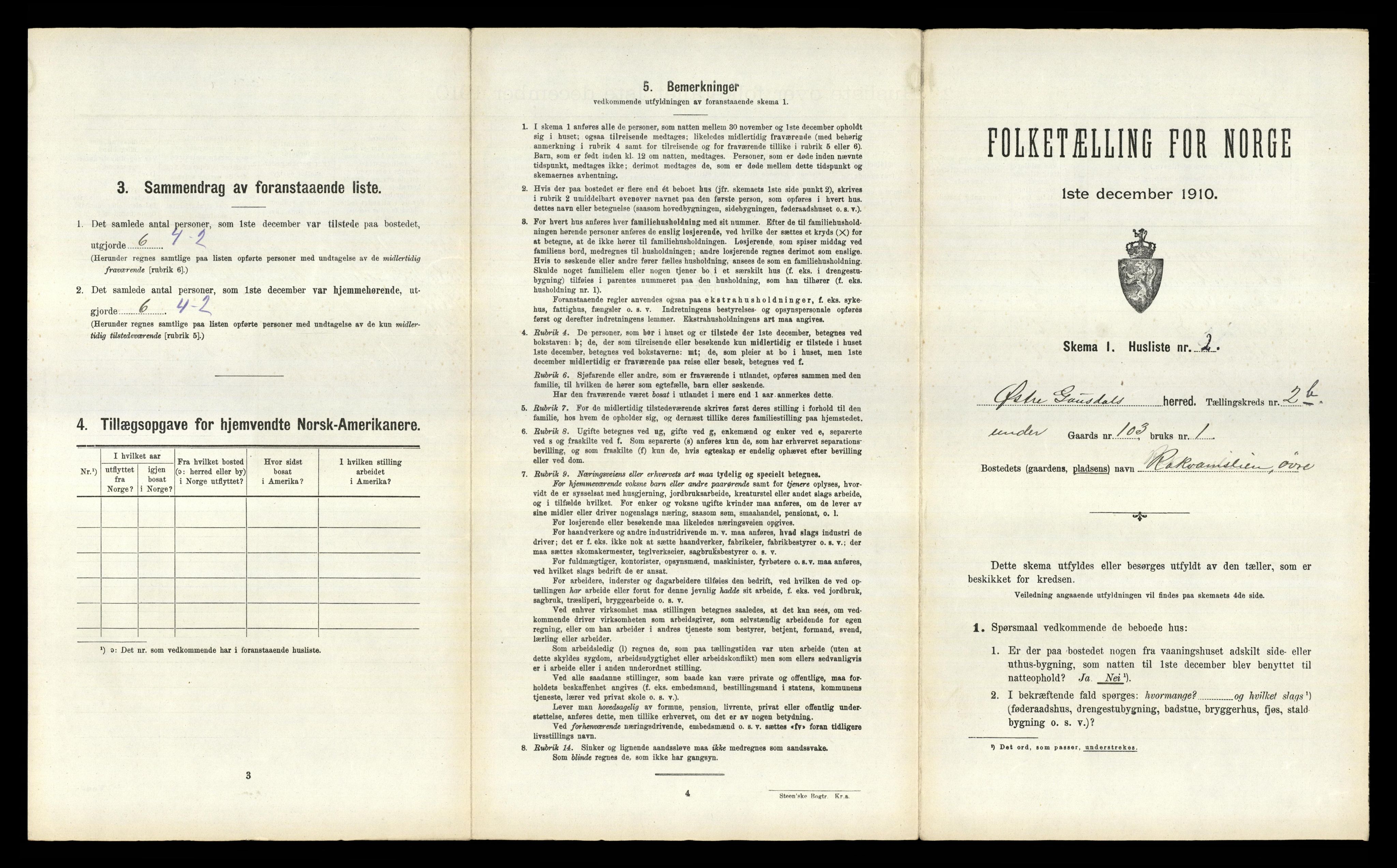 RA, 1910 census for Østre Gausdal, 1910, p. 372