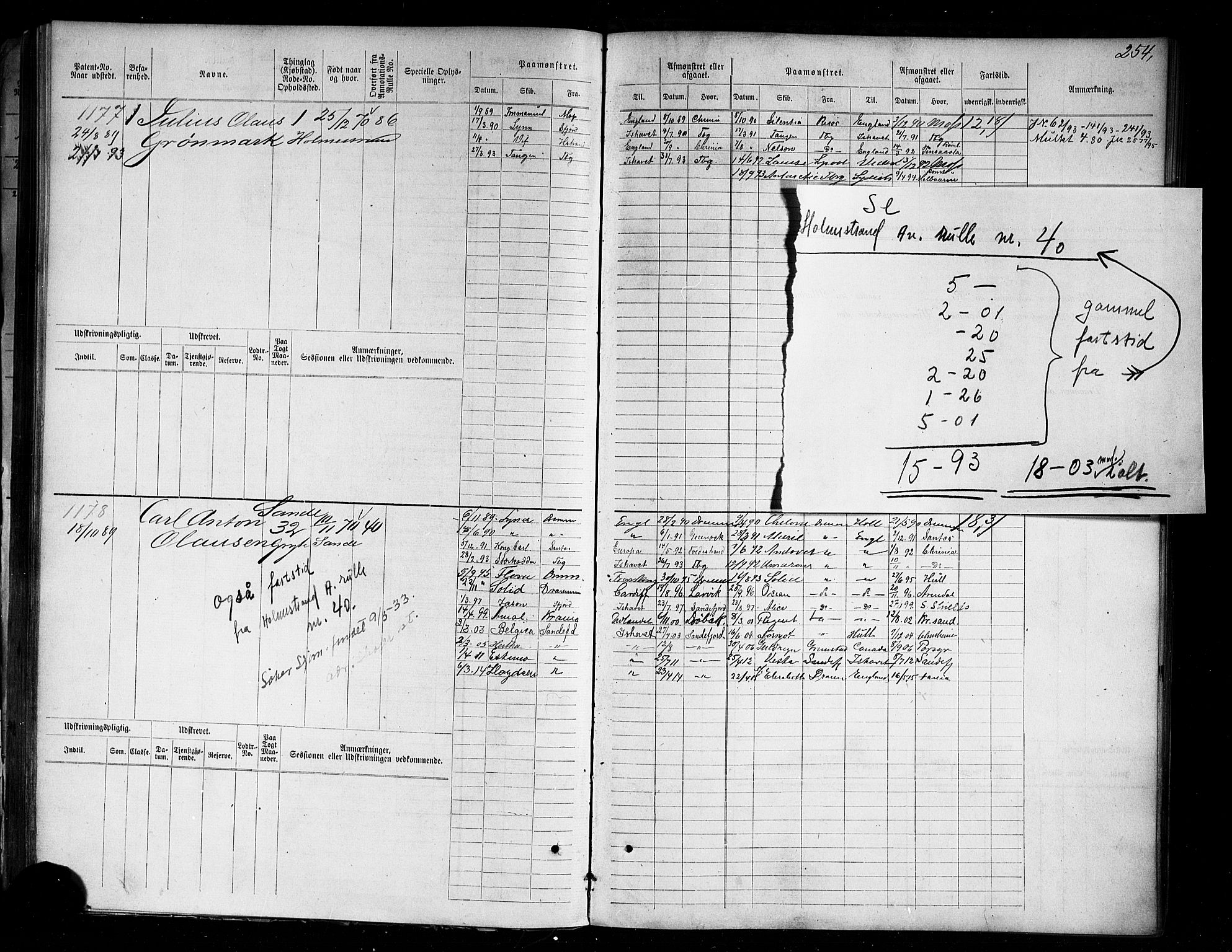 Holmestrand innrulleringskontor, AV/SAKO-A-1151/F/Fc/L0004: Hovedrulle, 1872-1913, p. 294