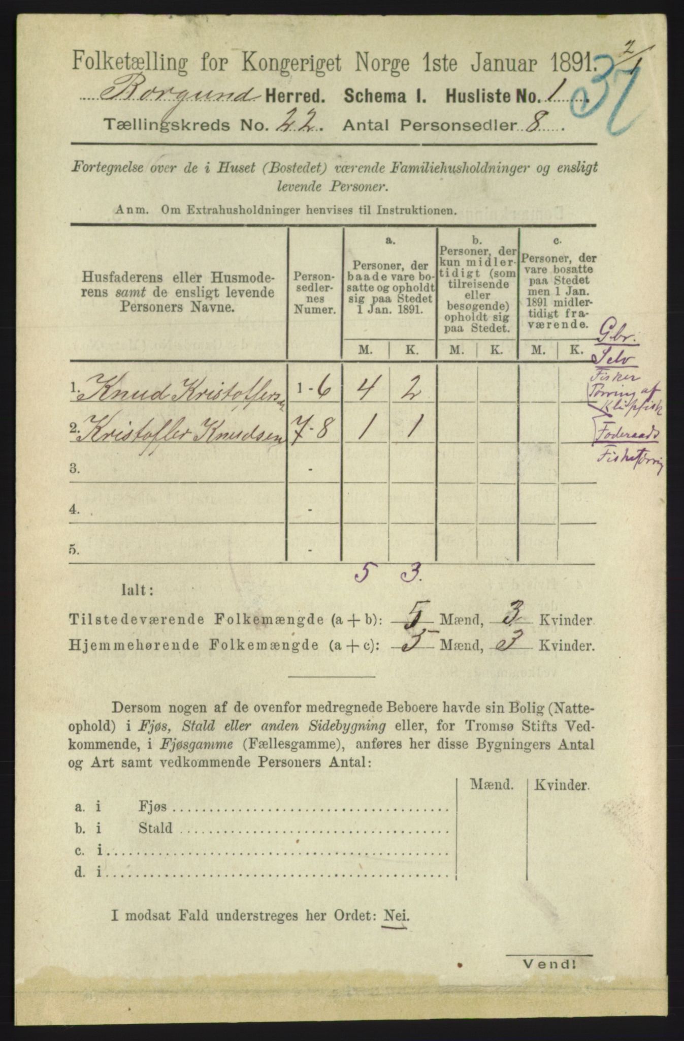 RA, 1891 census for 1531 Borgund, 1891, p. 6592