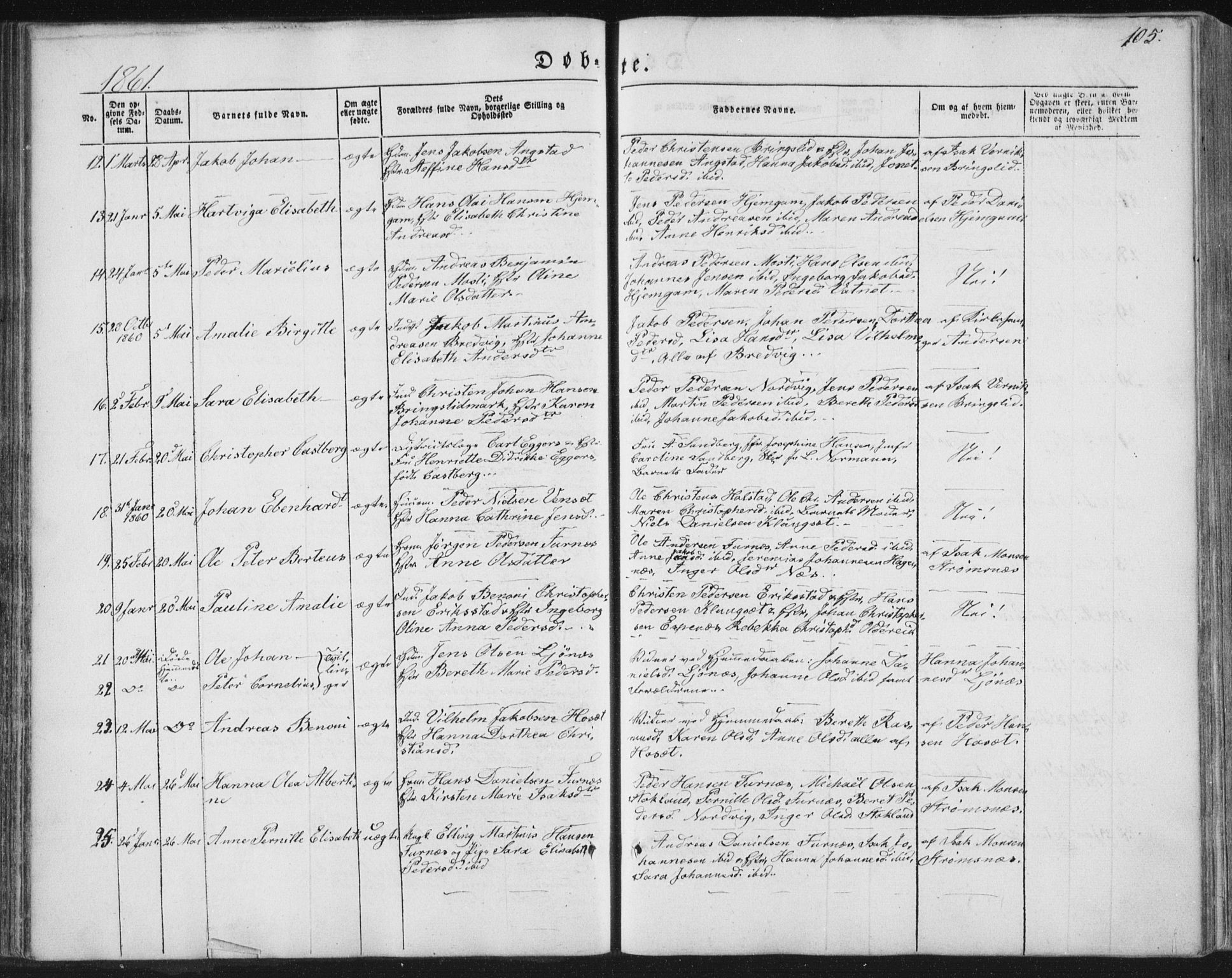 Ministerialprotokoller, klokkerbøker og fødselsregistre - Nordland, SAT/A-1459/852/L0738: Parish register (official) no. 852A08, 1849-1865, p. 105