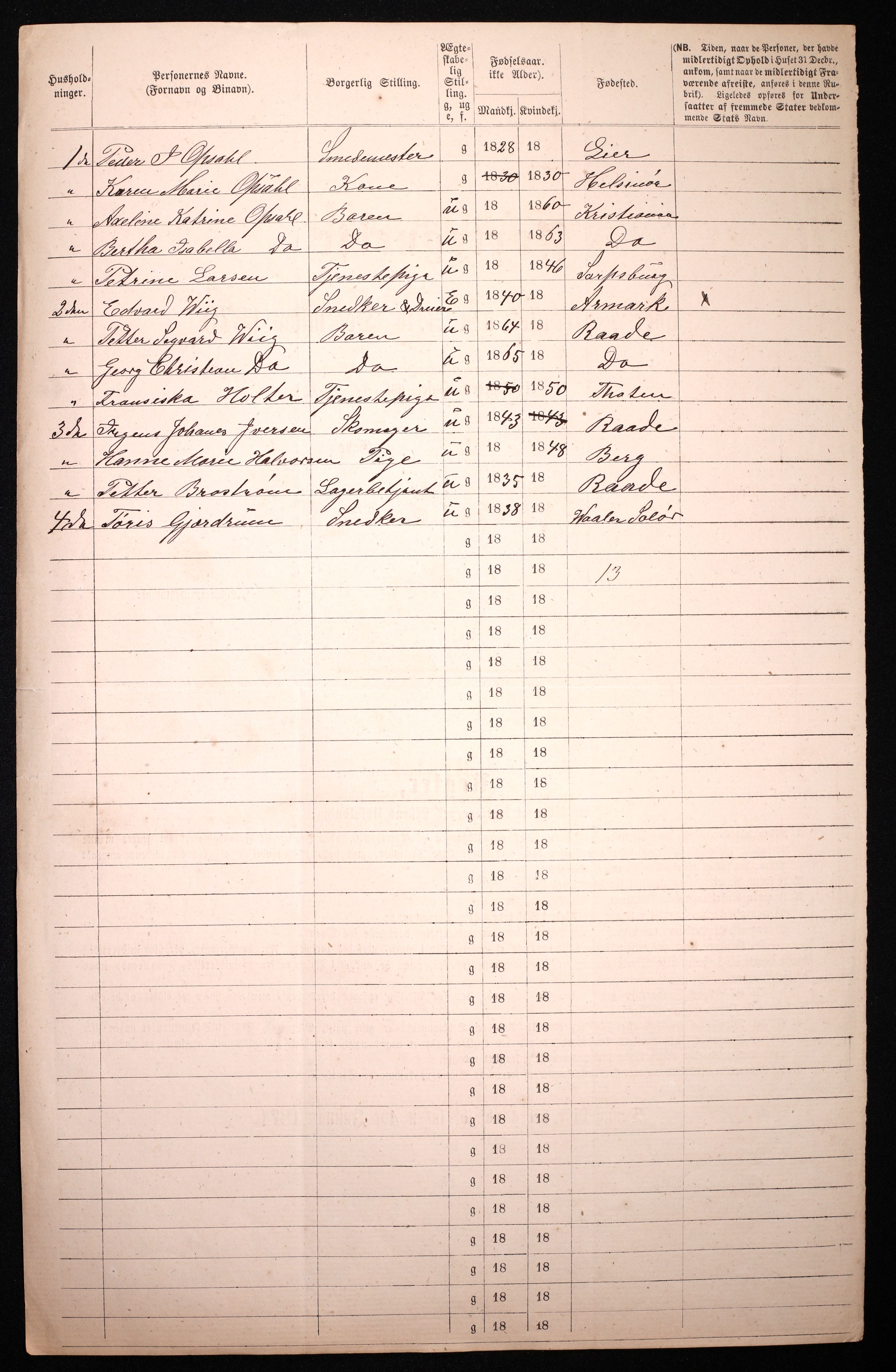 RA, 1870 census for 0301 Kristiania, 1870, p. 1128