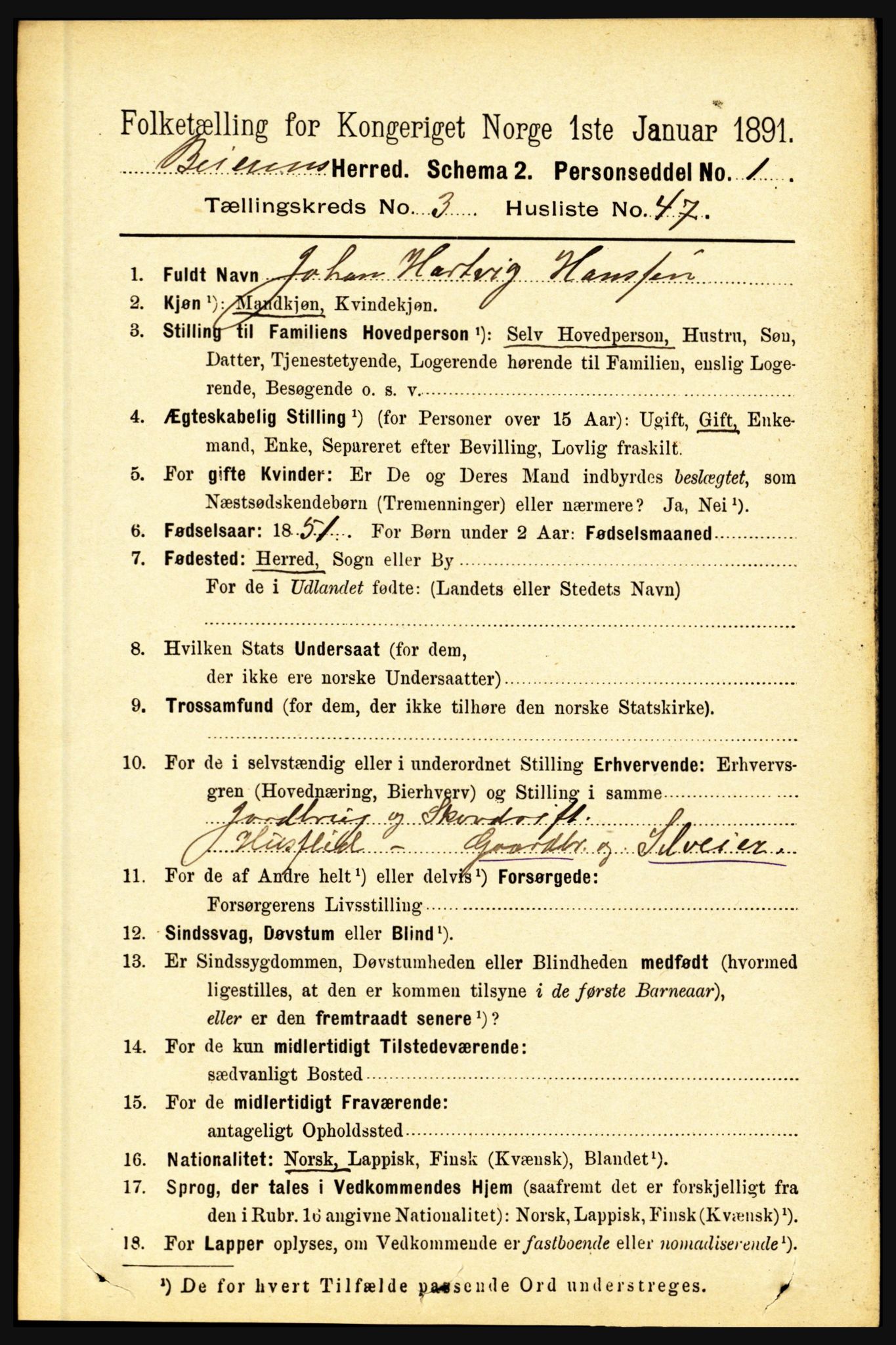 RA, 1891 census for 1839 Beiarn, 1891, p. 1301