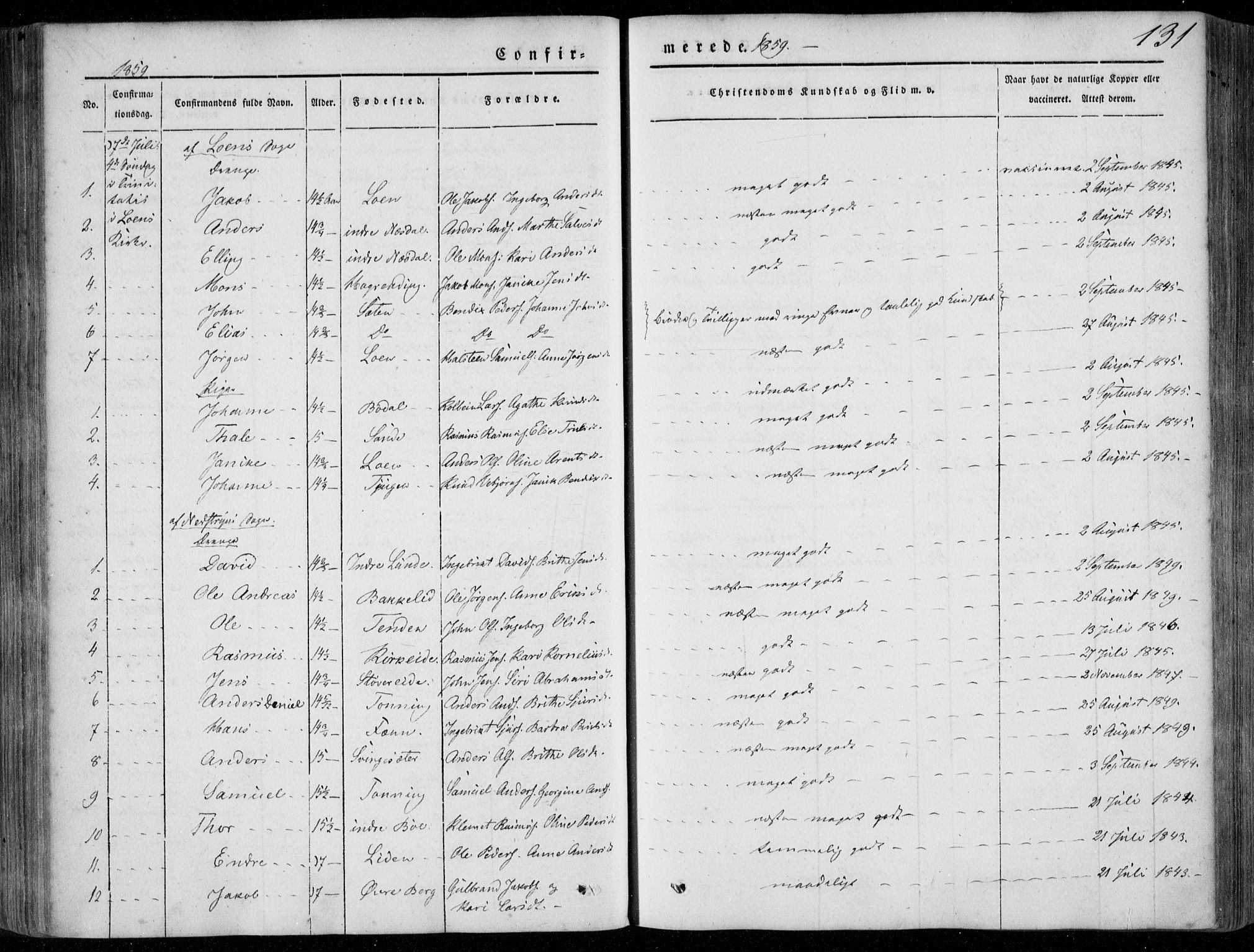 Stryn Sokneprestembete, AV/SAB-A-82501: Parish register (official) no. A 2, 1844-1861, p. 131