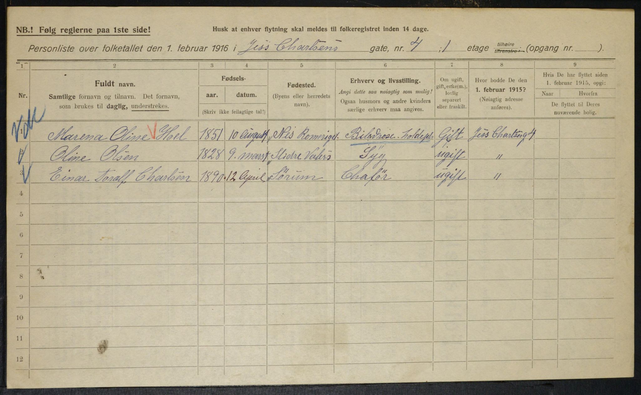 OBA, Municipal Census 1916 for Kristiania, 1916, p. 48095