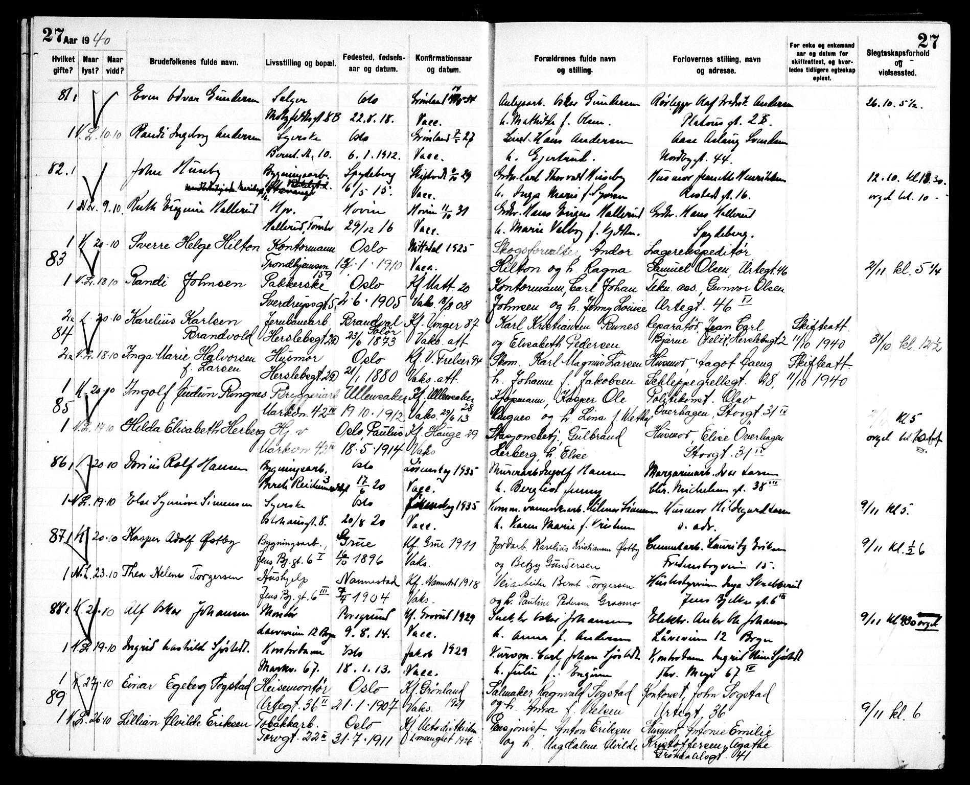 Jakob prestekontor Kirkebøker, AV/SAO-A-10850/H/Ha/L0002: Banns register no. 2, 1917-1952, p. 27