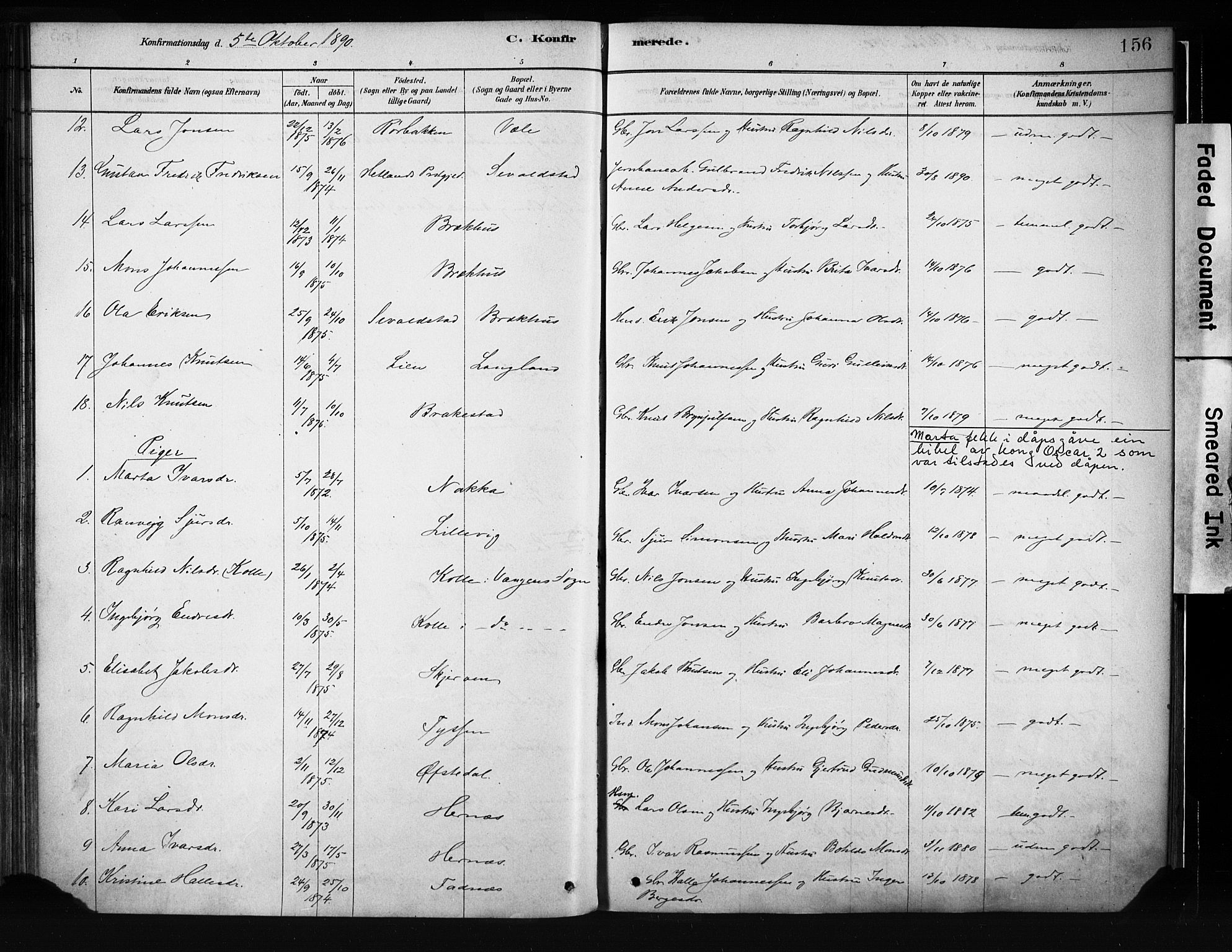 Evanger sokneprestembete, SAB/A-99924: Parish register (official) no. A 1, 1877-1899, p. 156