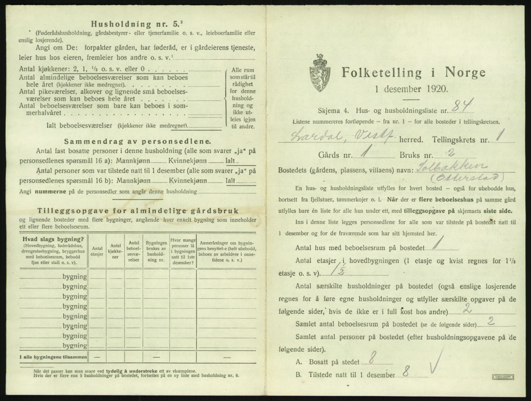 SAKO, 1920 census for Lardal, 1920, p. 205