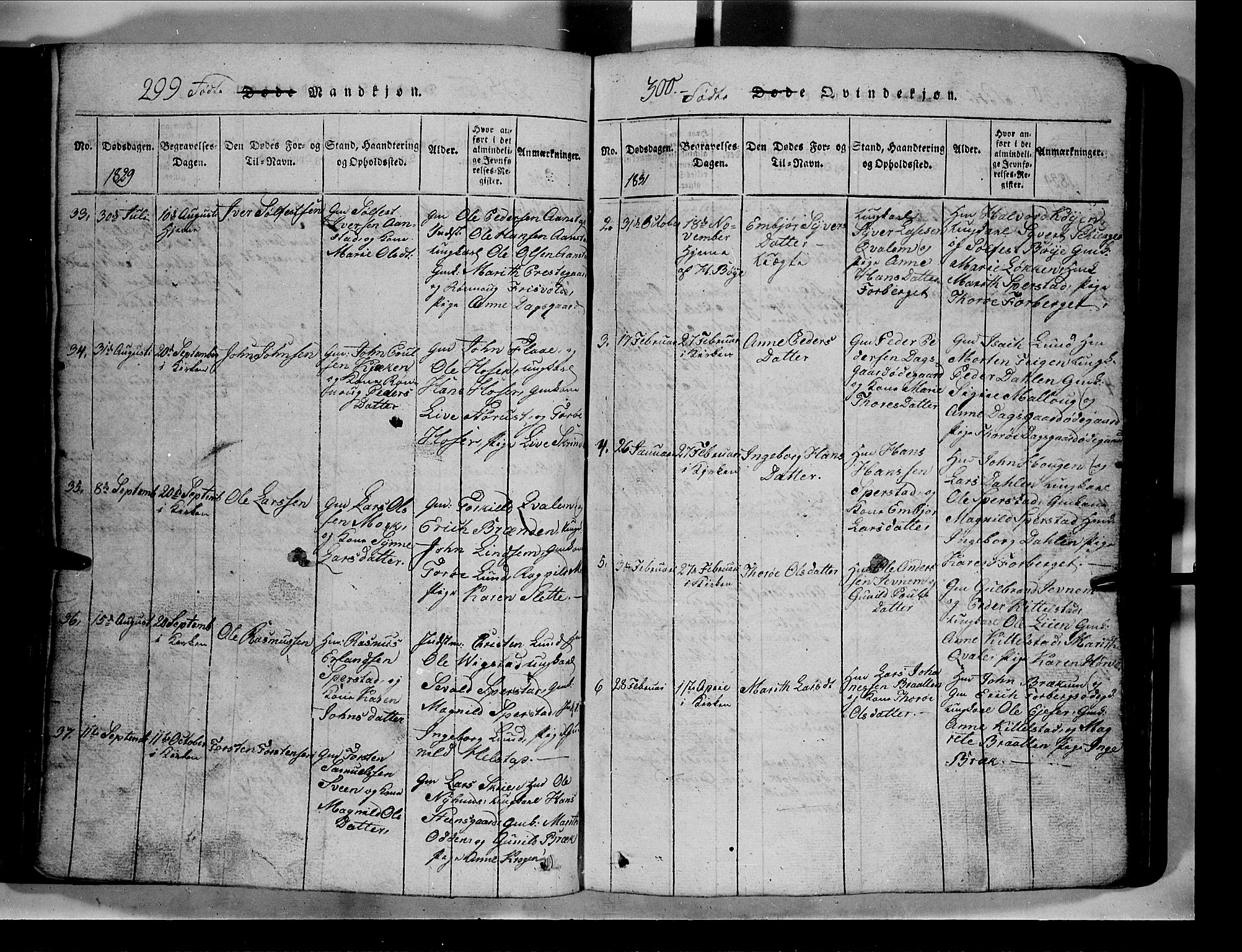 Lom prestekontor, AV/SAH-PREST-070/L/L0003: Parish register (copy) no. 3, 1815-1844, p. 299-300