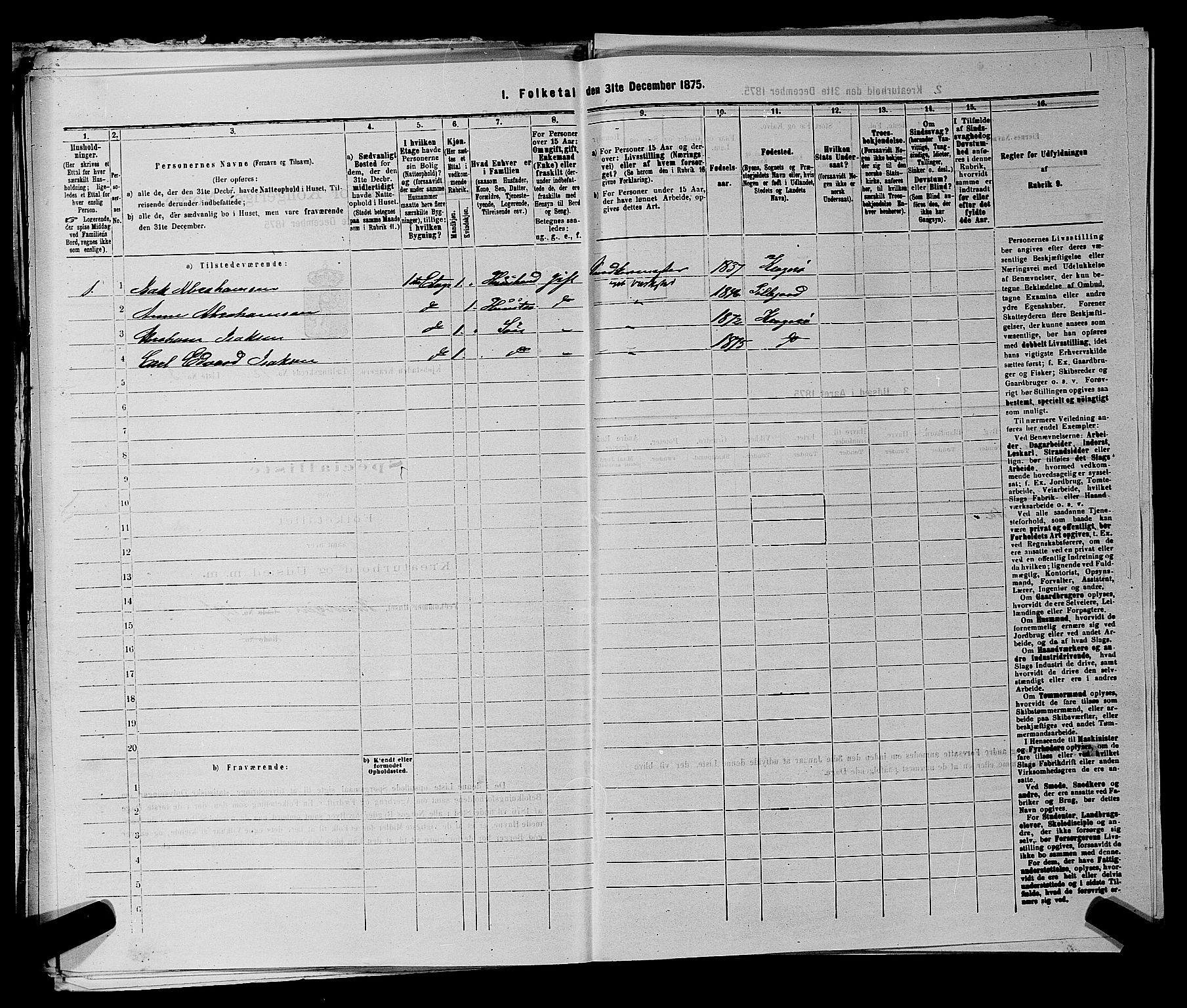 SAKO, 1875 census for 0801P Kragerø, 1875, p. 260