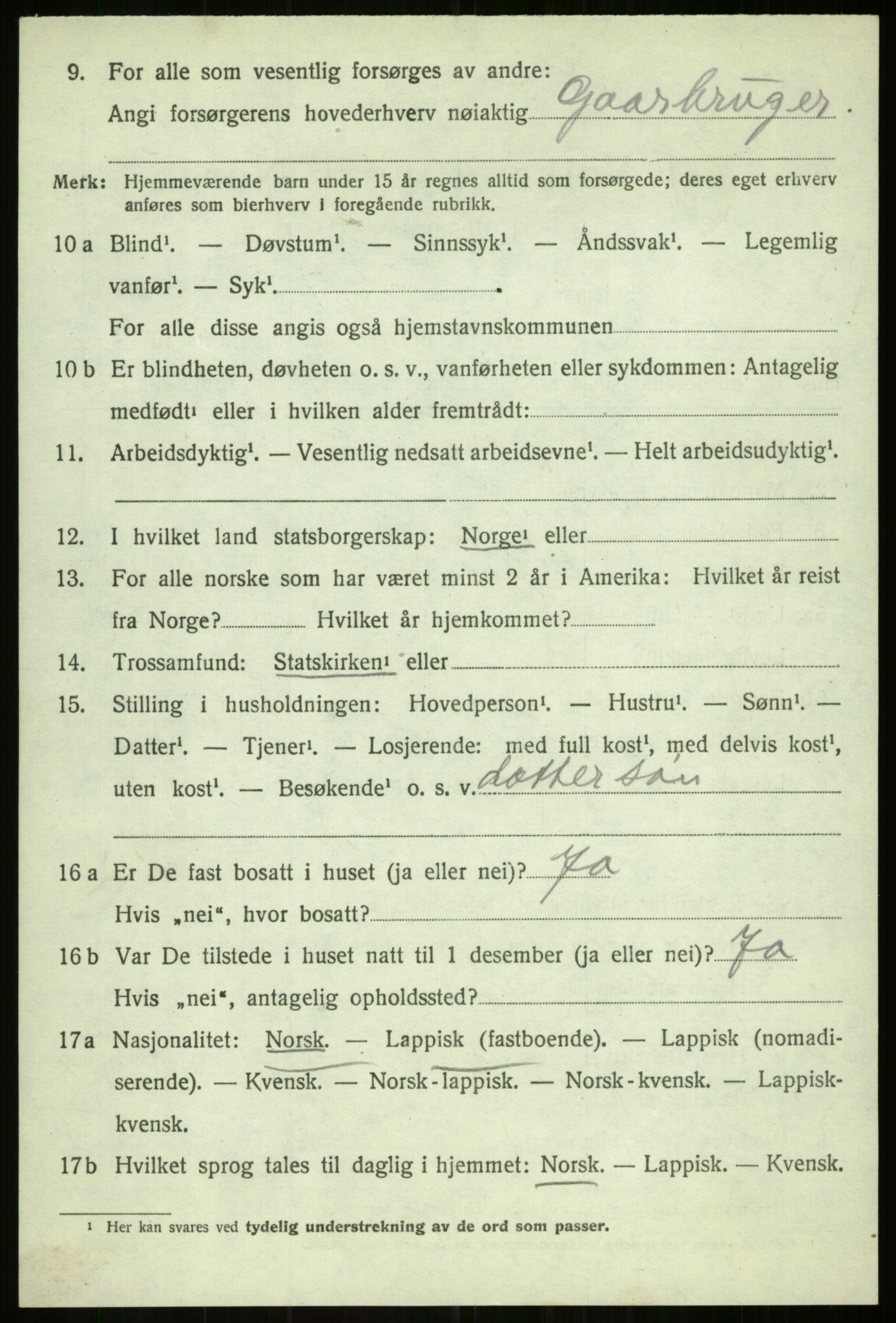 SATØ, 1920 census for Balsfjord, 1920, p. 3837
