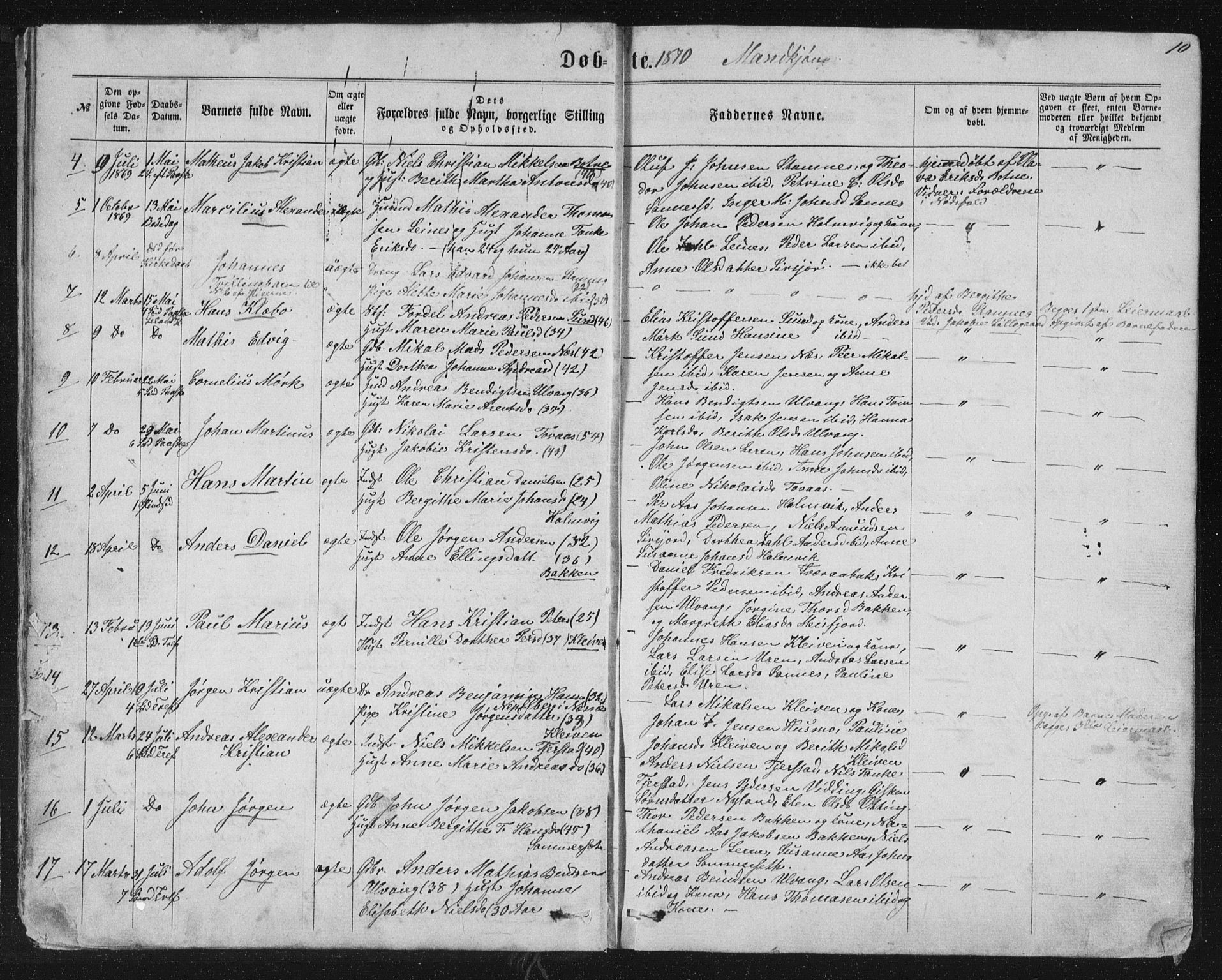 Ministerialprotokoller, klokkerbøker og fødselsregistre - Nordland, AV/SAT-A-1459/831/L0476: Parish register (copy) no. 831C03, 1866-1877, p. 10