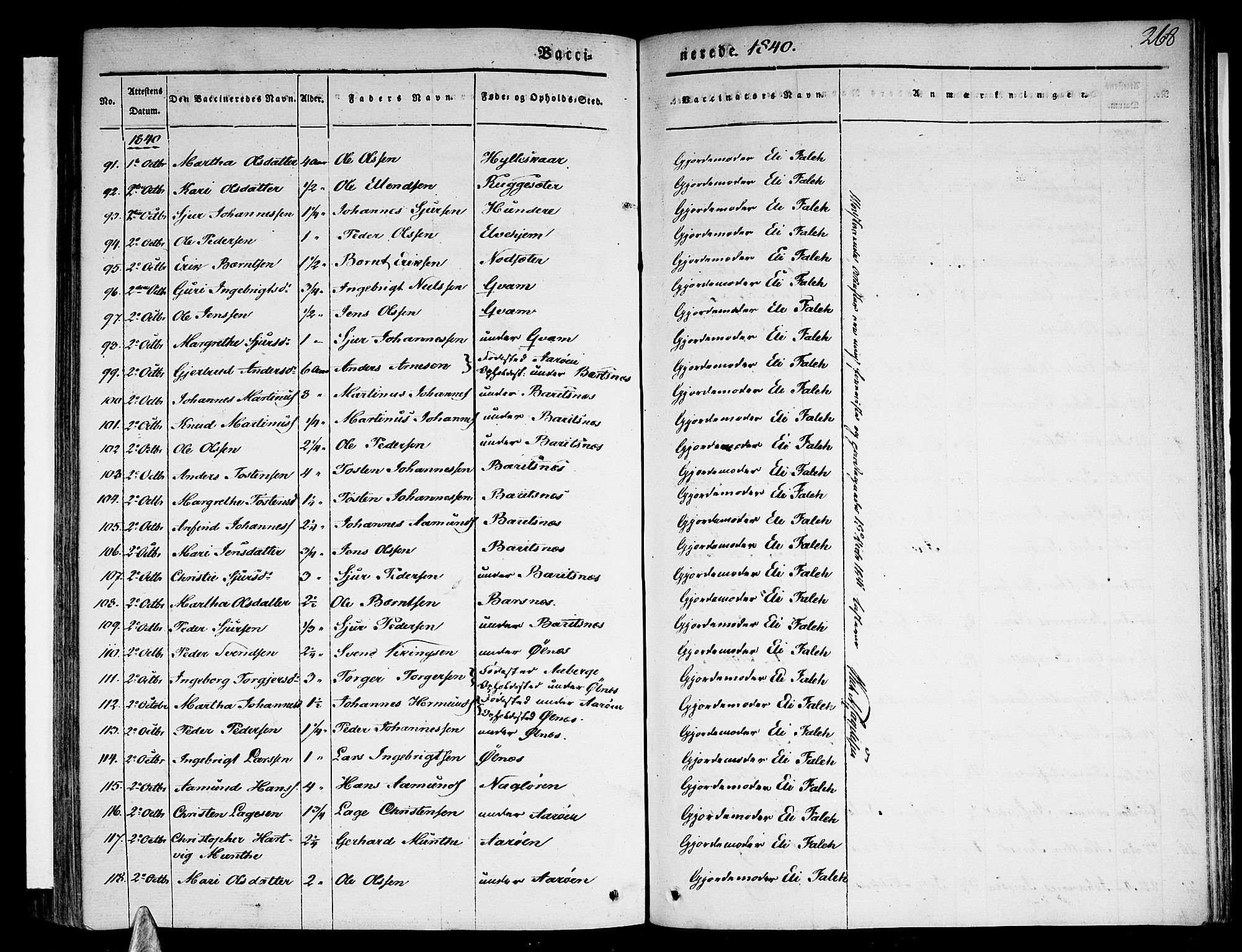 Sogndal sokneprestembete, SAB/A-81301/H/Haa/Haaa/L0011: Parish register (official) no. A 11, 1839-1847, p. 268