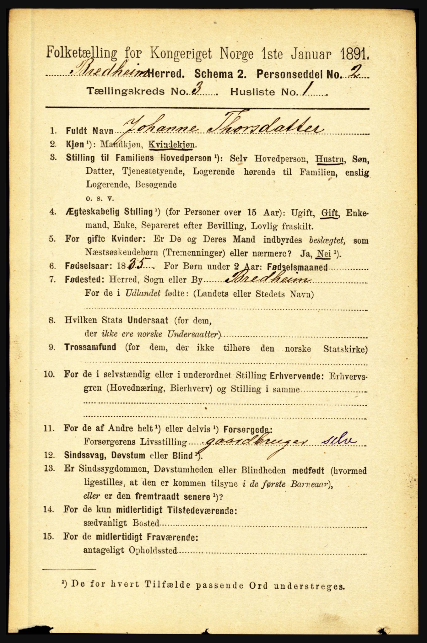 RA, 1891 census for 1446 Breim, 1891, p. 878