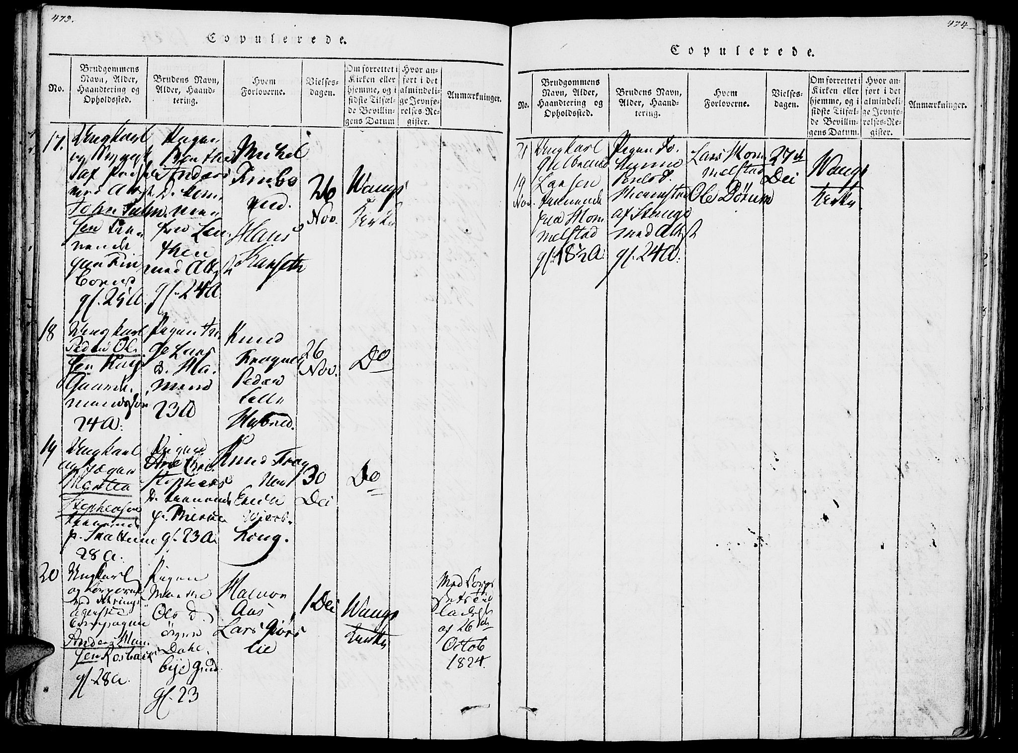 Vang prestekontor, Hedmark, SAH/PREST-008/H/Ha/Haa/L0007: Parish register (official) no. 7, 1813-1826, p. 473-474