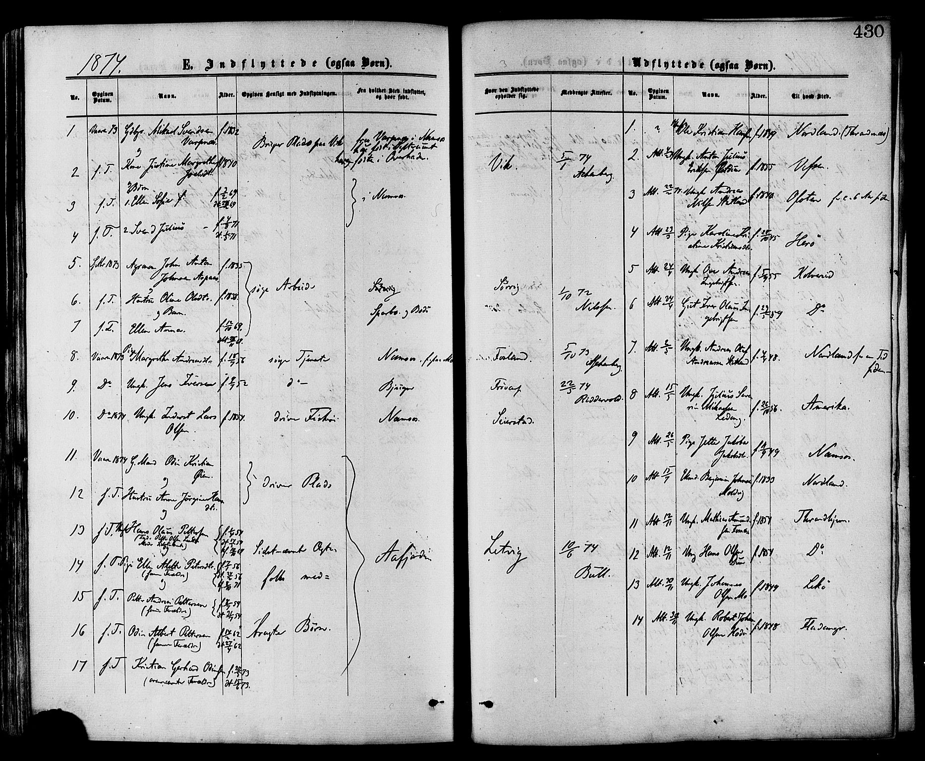 Ministerialprotokoller, klokkerbøker og fødselsregistre - Nord-Trøndelag, SAT/A-1458/773/L0616: Parish register (official) no. 773A07, 1870-1887, p. 430