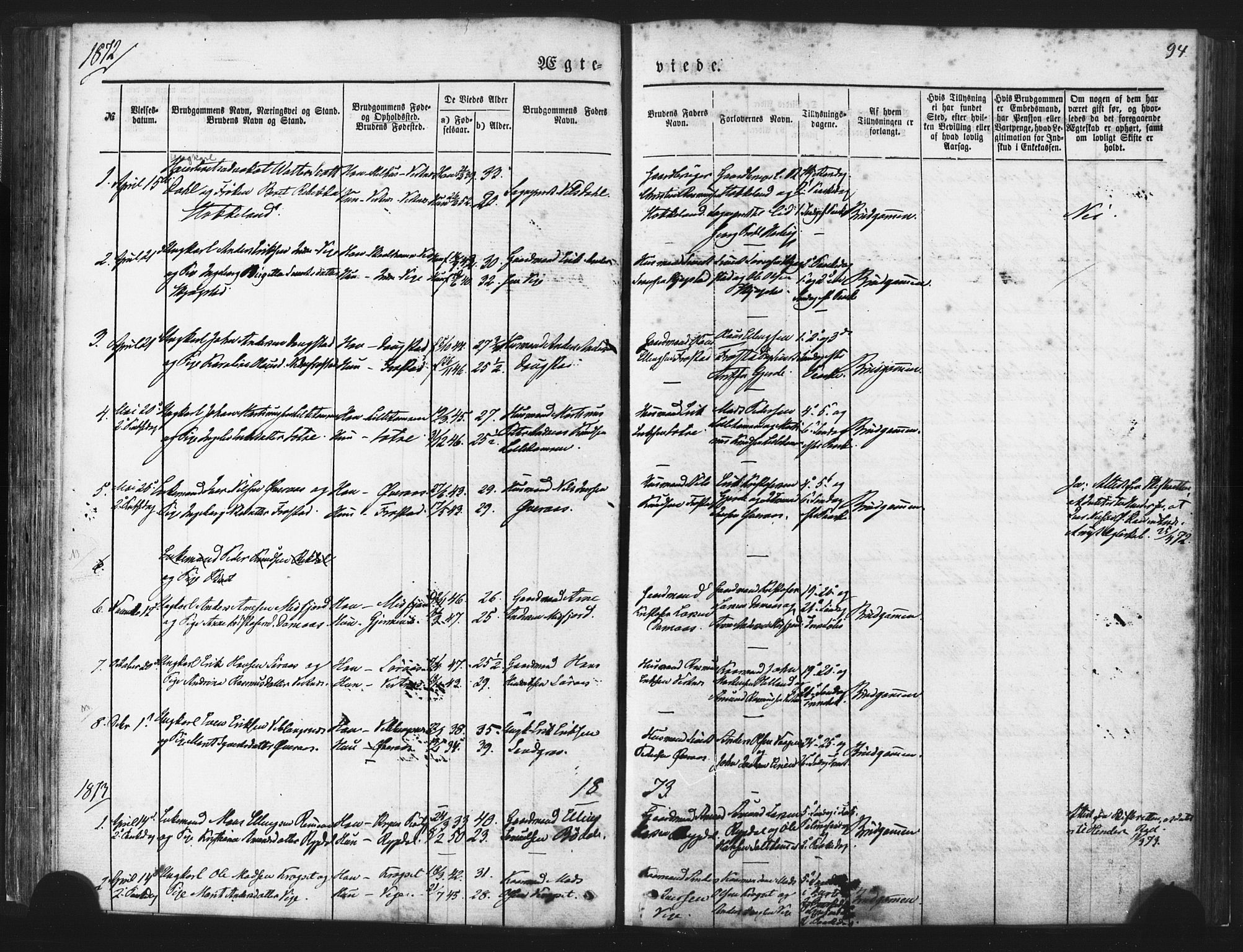 Ministerialprotokoller, klokkerbøker og fødselsregistre - Møre og Romsdal, AV/SAT-A-1454/539/L0530: Parish register (official) no. 539A03, 1872-1886, p. 94