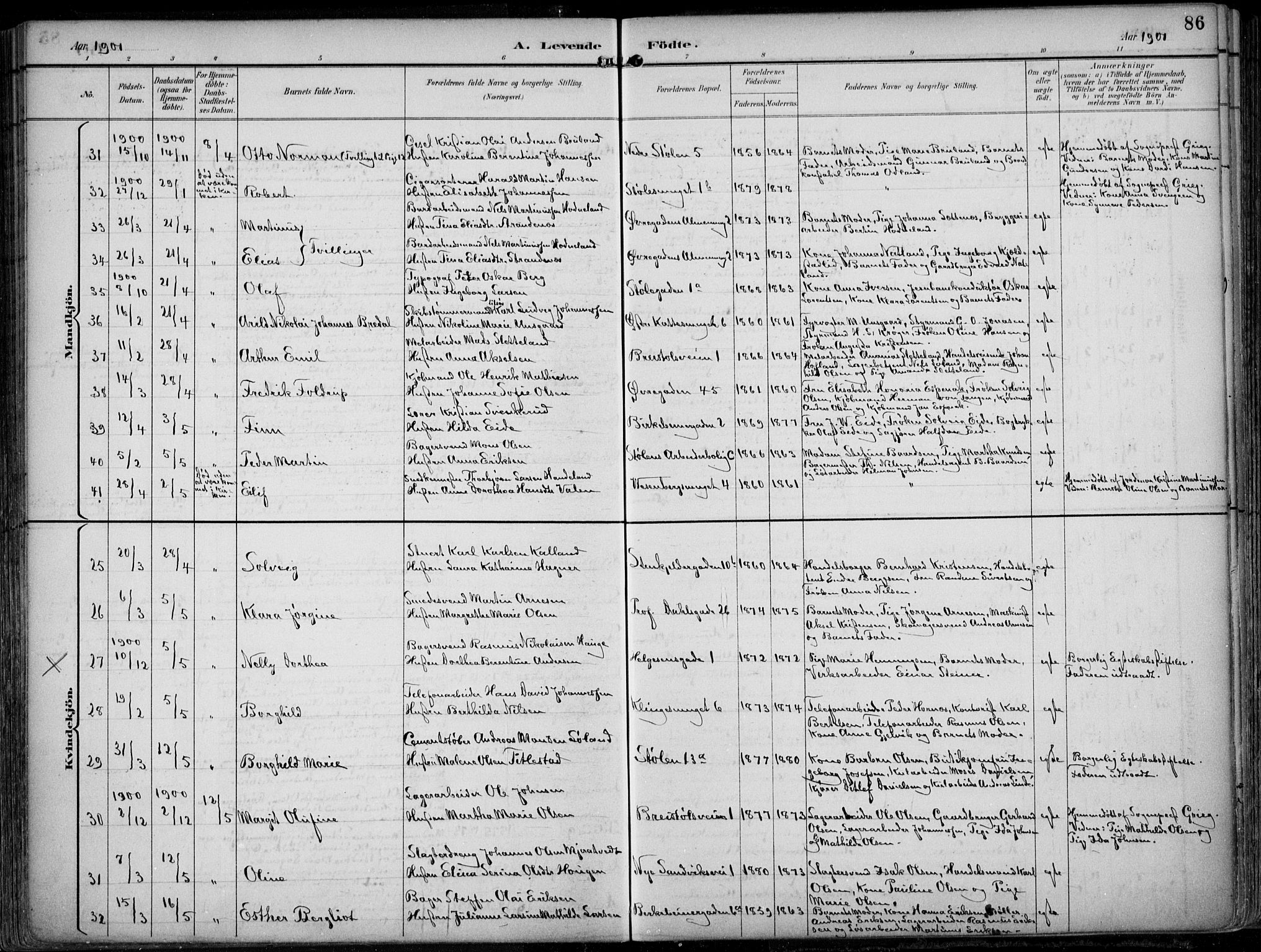 Mariakirken Sokneprestembete, AV/SAB-A-76901/H/Hab/L0005: Parish register (copy) no. A 5, 1893-1913, p. 86