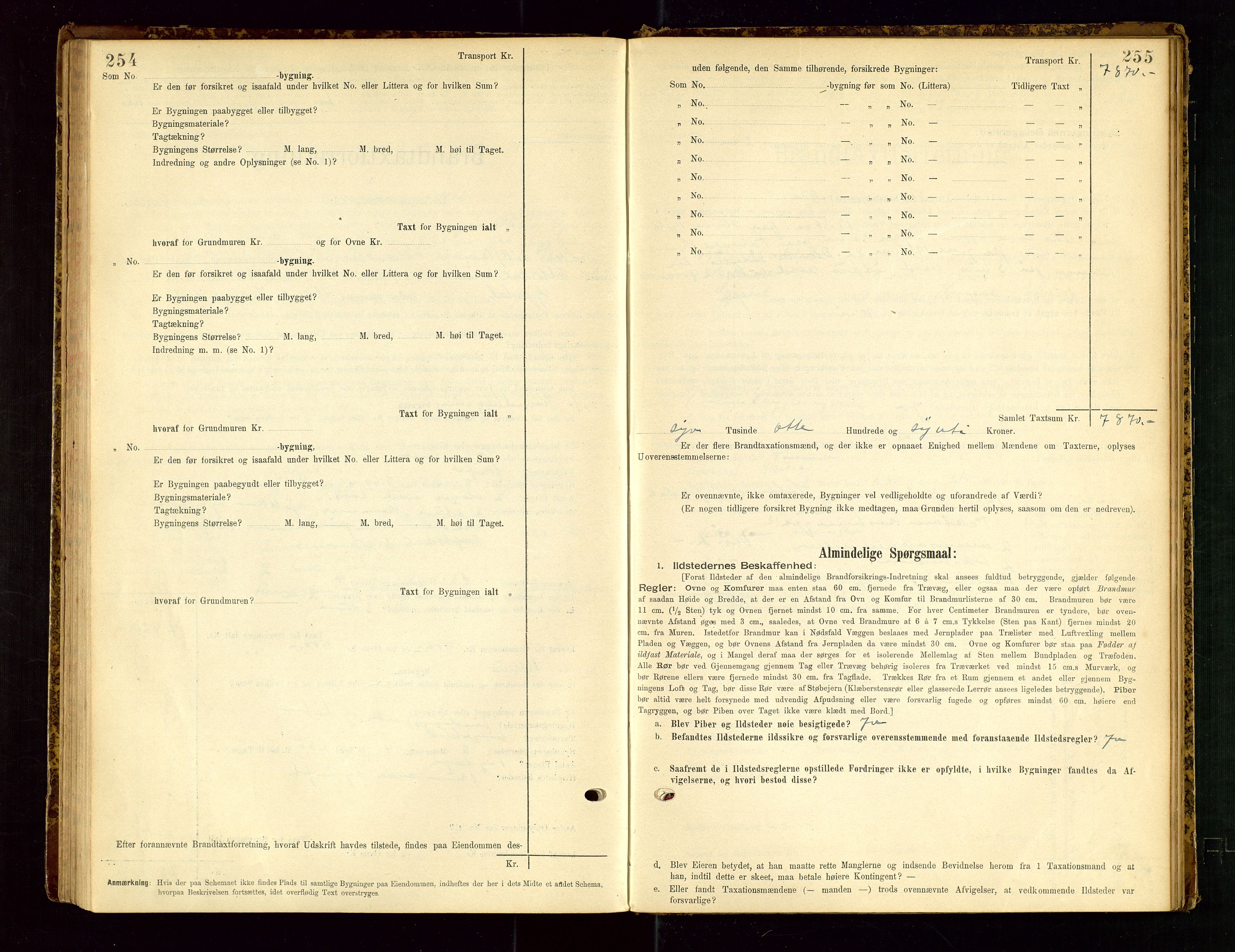 Gjesdal lensmannskontor, SAST/A-100441/Go/L0007: Branntakstskjemaprotokoll, 1894-1937, p. 254-255