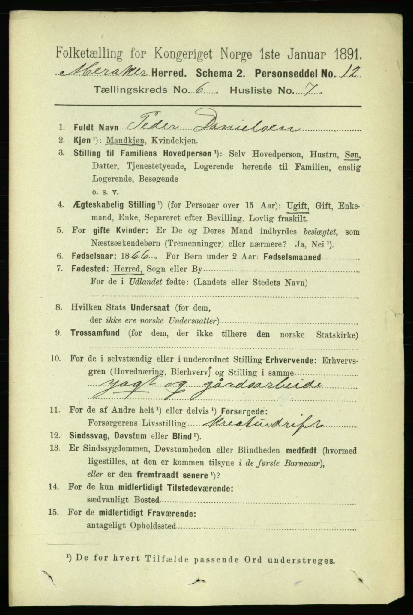 RA, 1891 census for 1711 Meråker, 1891, p. 2097