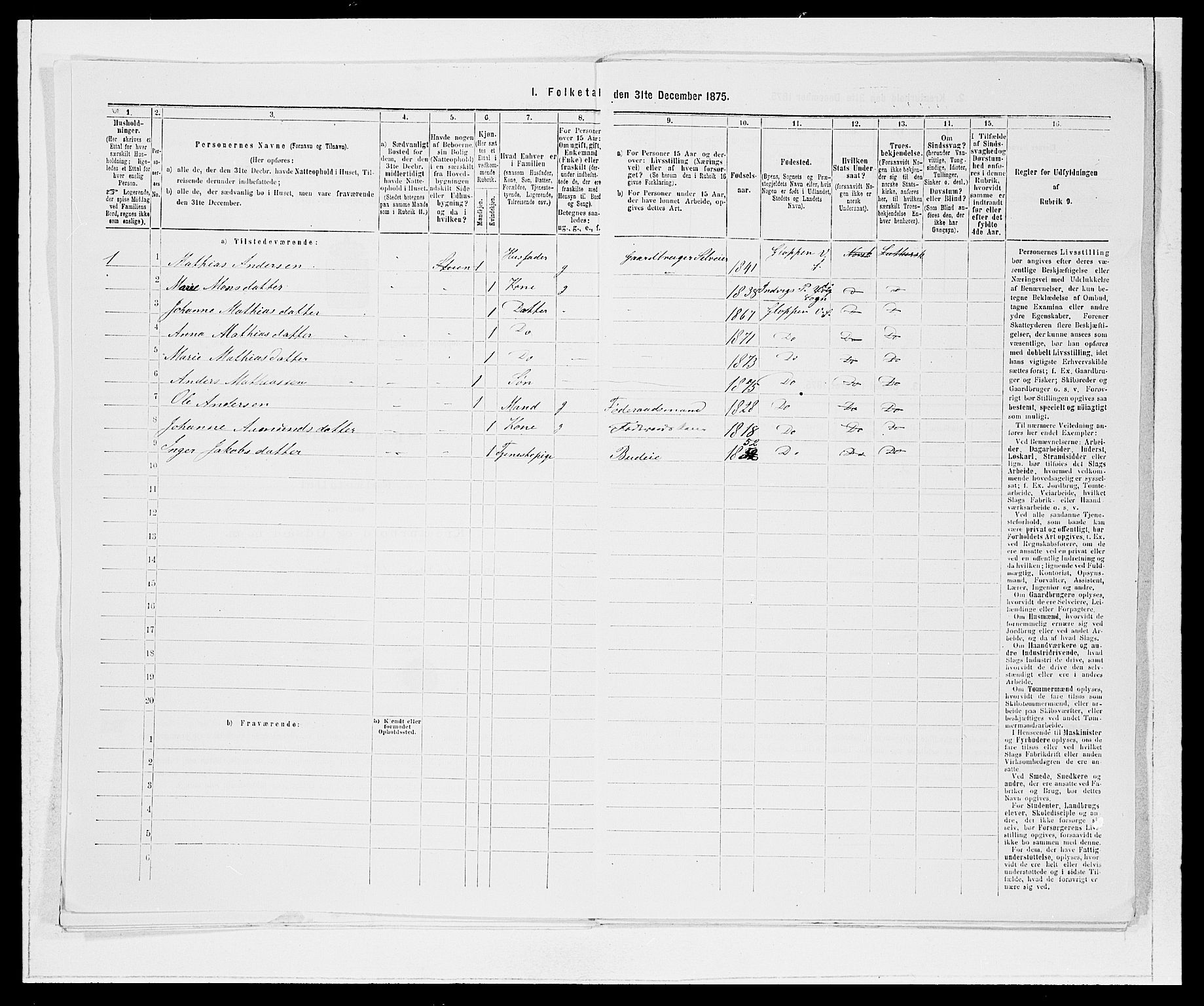 SAB, 1875 Census for 1445P Gloppen, 1875, p. 779