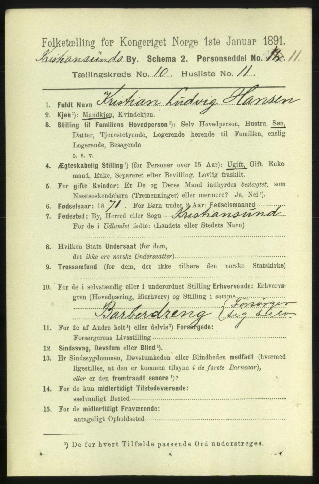 RA, 1891 census for 1503 Kristiansund, 1891, p. 8325