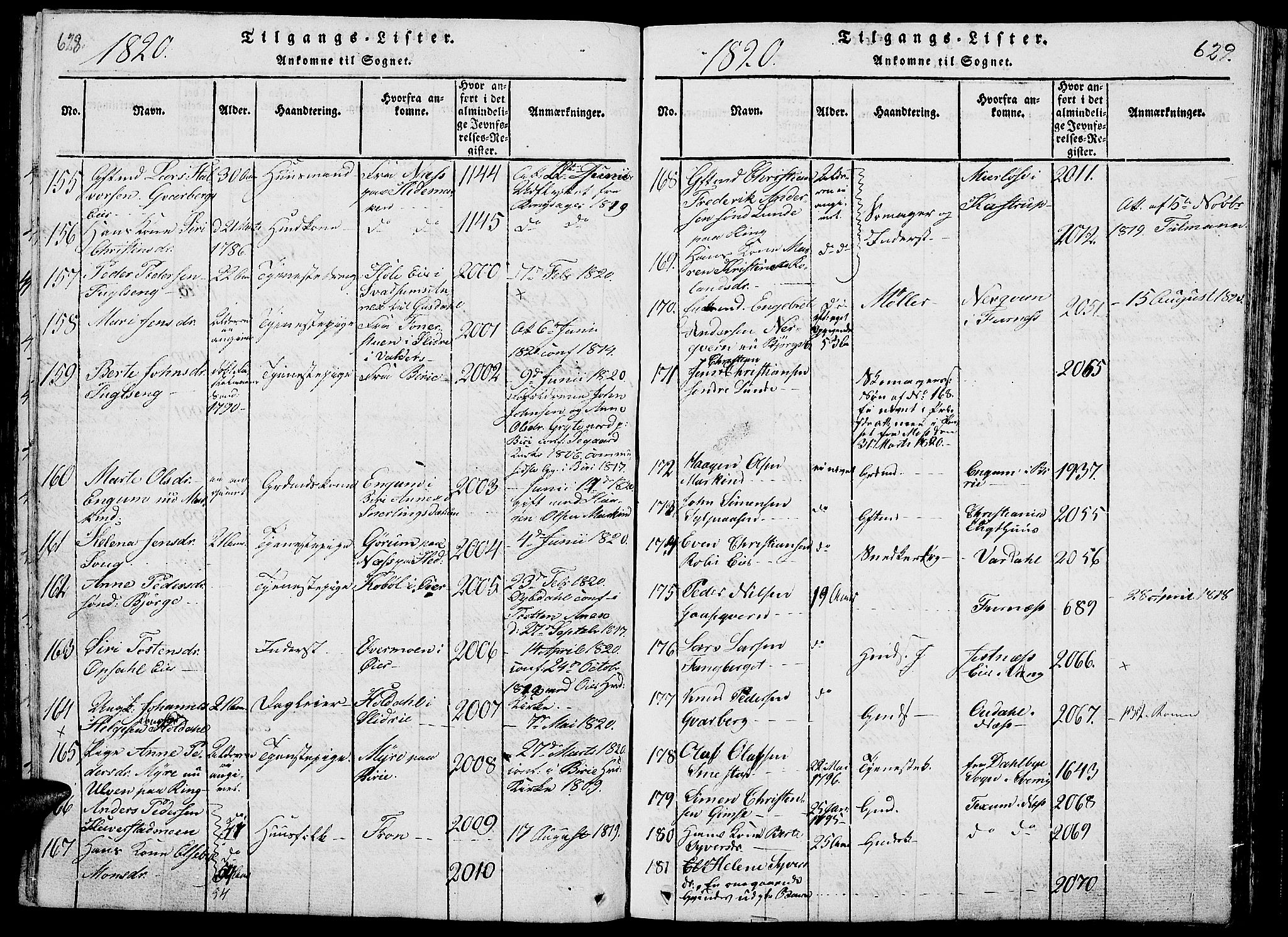 Ringsaker prestekontor, AV/SAH-PREST-014/L/La/L0001: Parish register (copy) no. 1, 1814-1826, p. 628-629