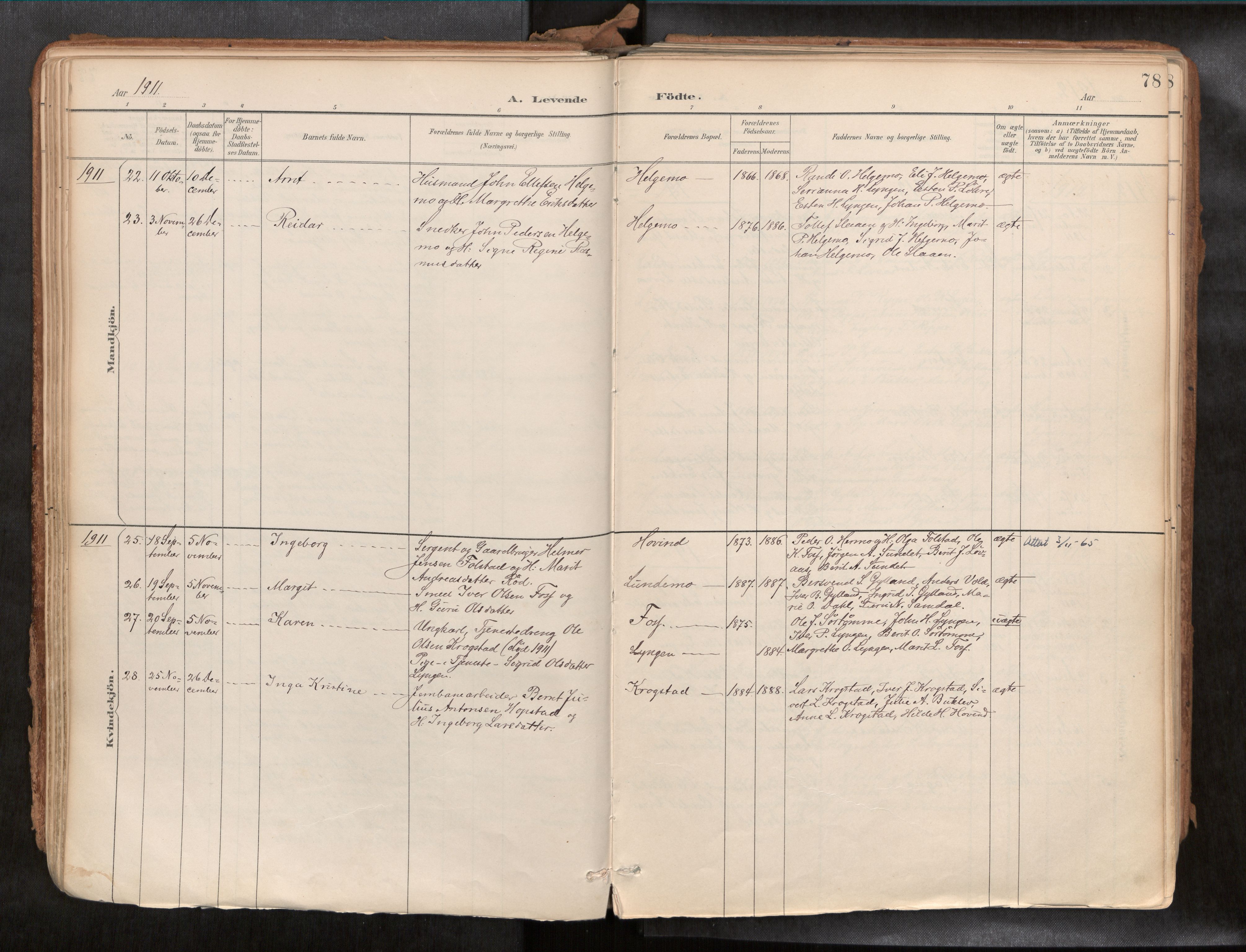 Ministerialprotokoller, klokkerbøker og fødselsregistre - Sør-Trøndelag, SAT/A-1456/692/L1105b: Parish register (official) no. 692A06, 1891-1934, p. 78