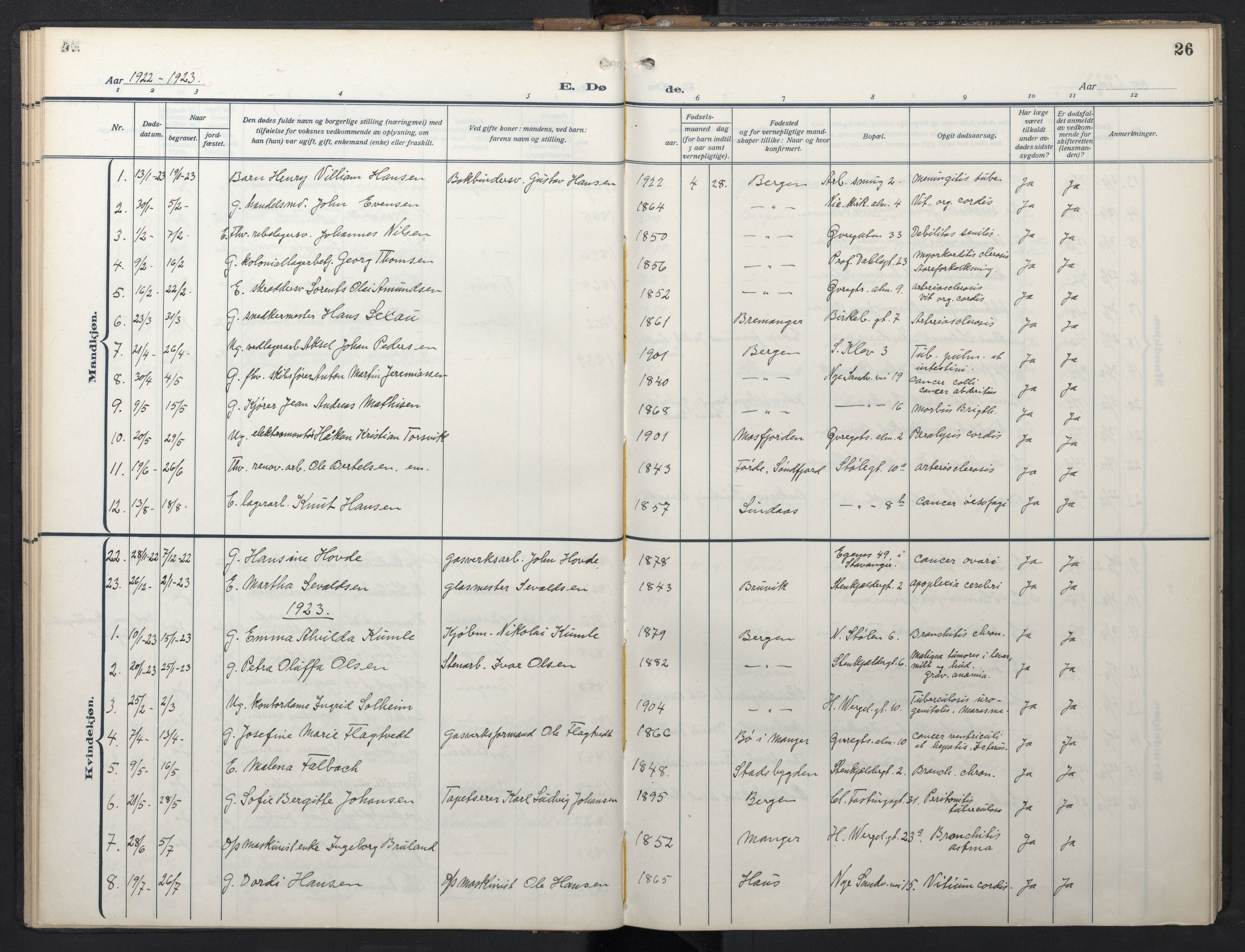 Mariakirken Sokneprestembete, SAB/A-76901/H/Hab/L0013: Parish register (copy) no. A 13, 1914-1953, p. 25b-26a