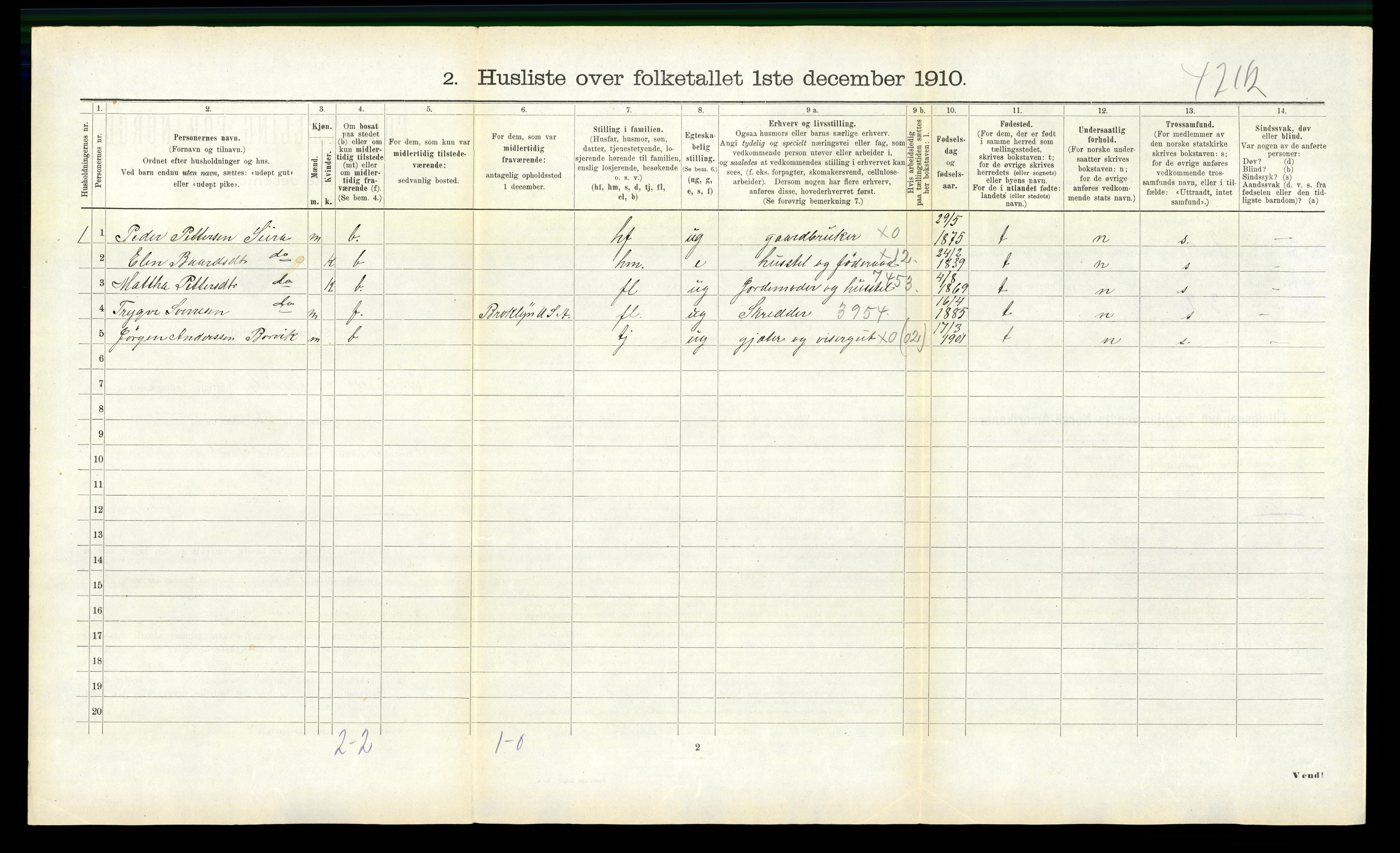 RA, 1910 census for Eresfjord og Vistdal, 1910, p. 332