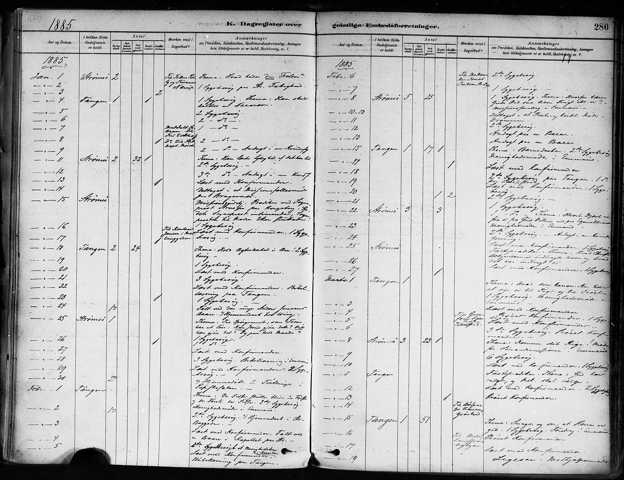 Strømsø kirkebøker, AV/SAKO-A-246/F/Fa/L0022: Parish register (official) no. I 22, 1879-1899, p. 286