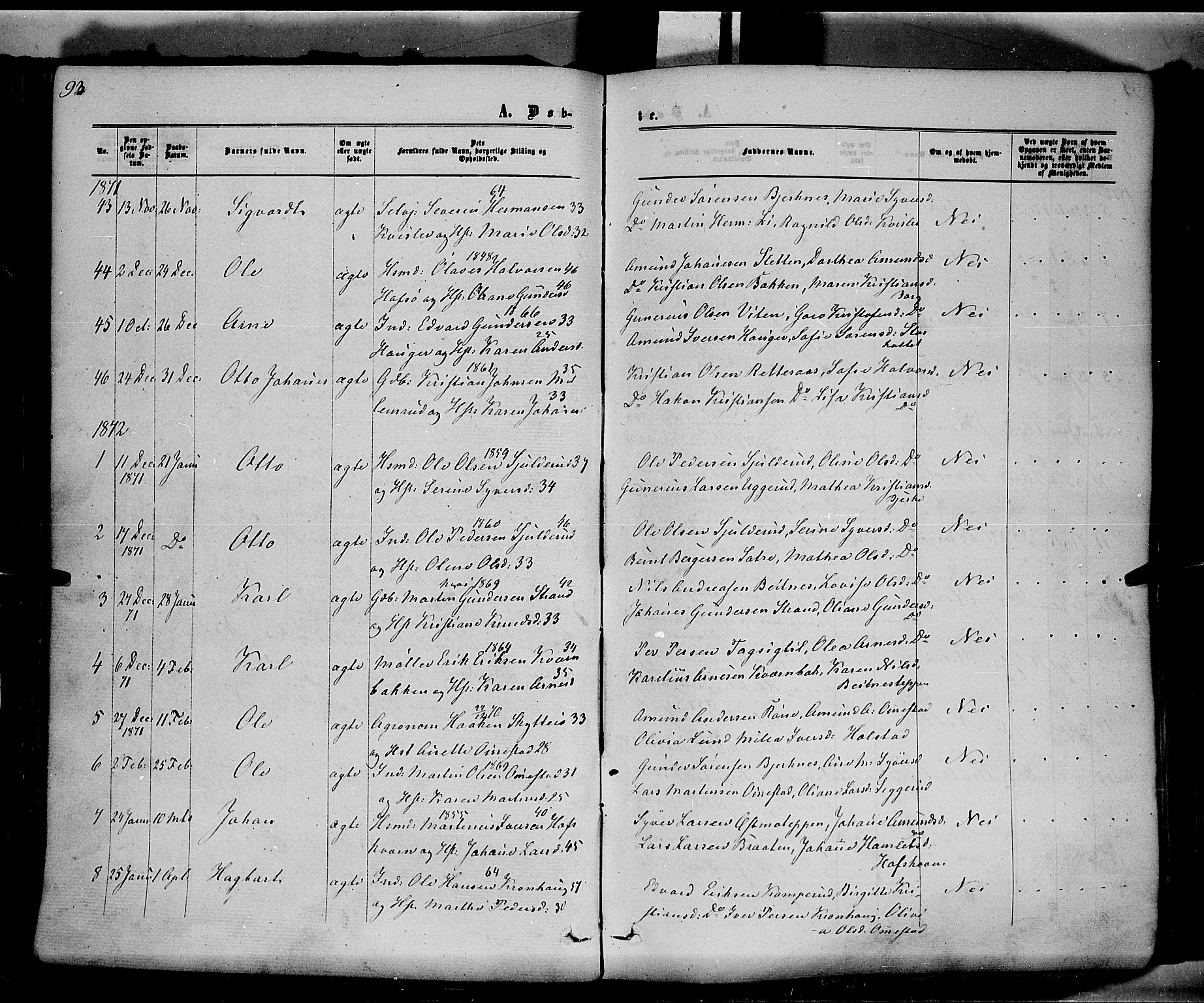 Hof prestekontor, AV/SAH-PREST-038/H/Ha/Haa/L0009: Parish register (official) no. 9, 1862-1877, p. 93