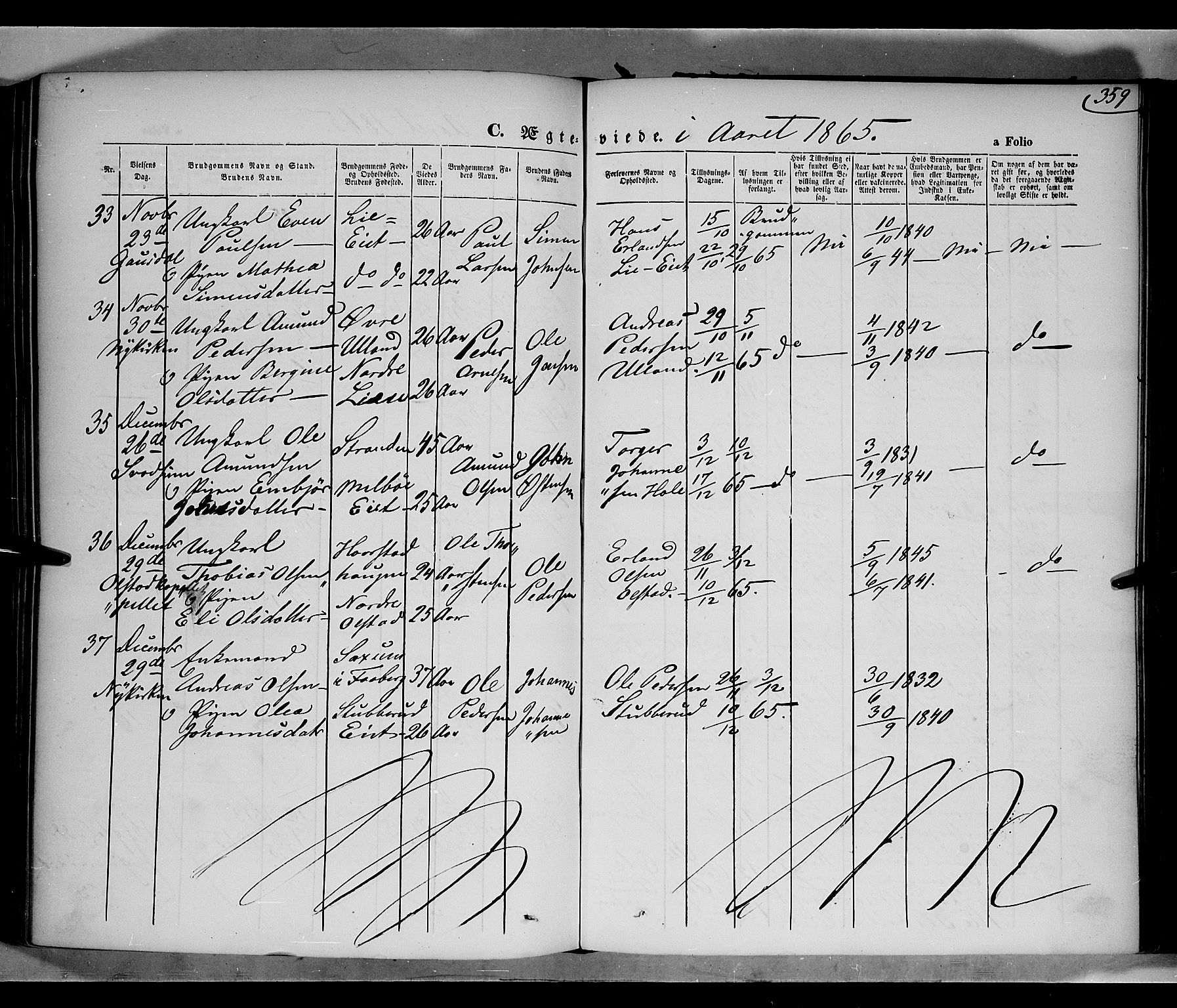Gausdal prestekontor, SAH/PREST-090/H/Ha/Haa/L0009: Parish register (official) no. 9, 1862-1873, p. 359