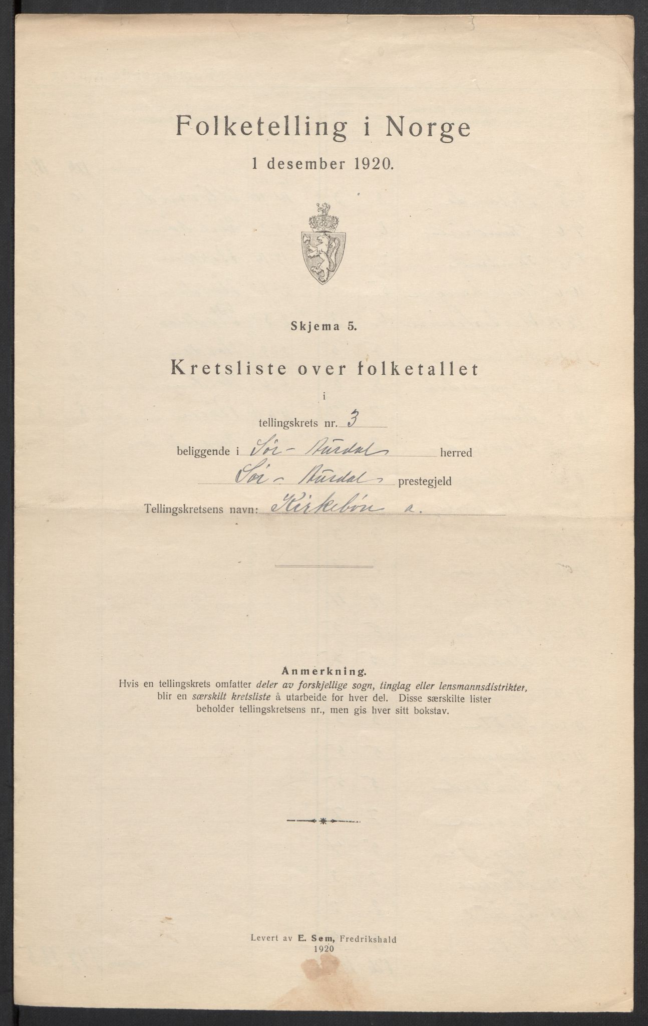 SAH, 1920 census for Sør-Aurdal, 1920, p. 12