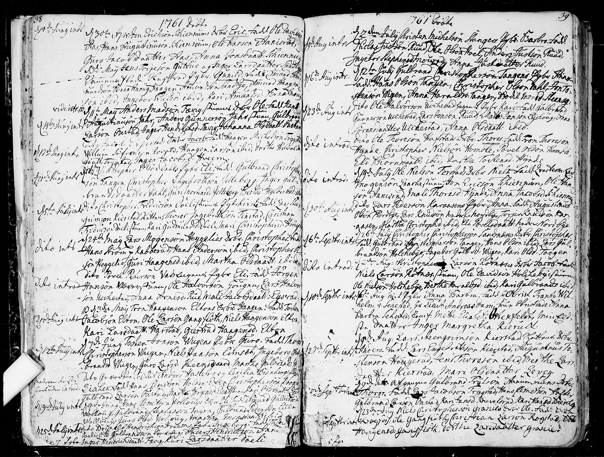 Nannestad prestekontor Kirkebøker, SAO/A-10414a/F/Fa/L0007: Parish register (official) no. I 7, 1754-1791, p. 38-39