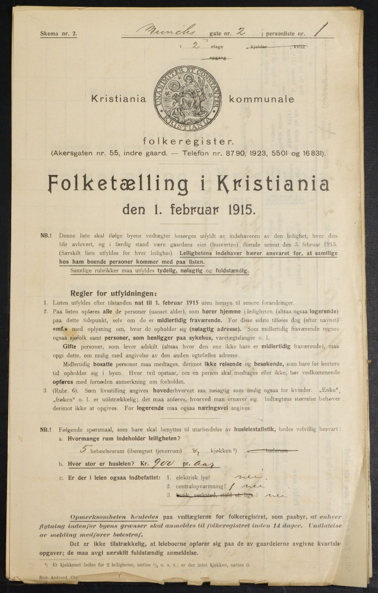 OBA, Municipal Census 1915 for Kristiania, 1915, p. 66069