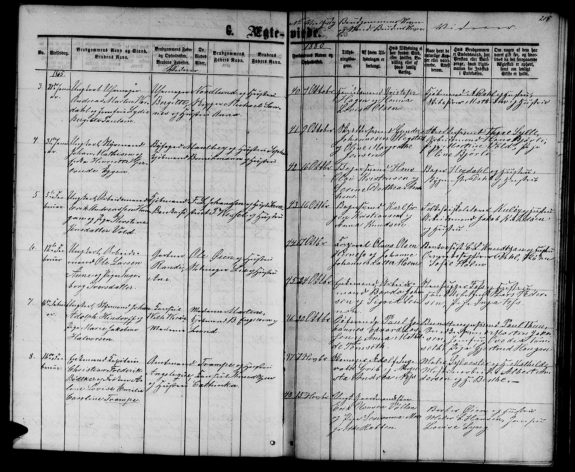 Ministerialprotokoller, klokkerbøker og fødselsregistre - Sør-Trøndelag, SAT/A-1456/601/L0087: Parish register (copy) no. 601C05, 1864-1881, p. 215