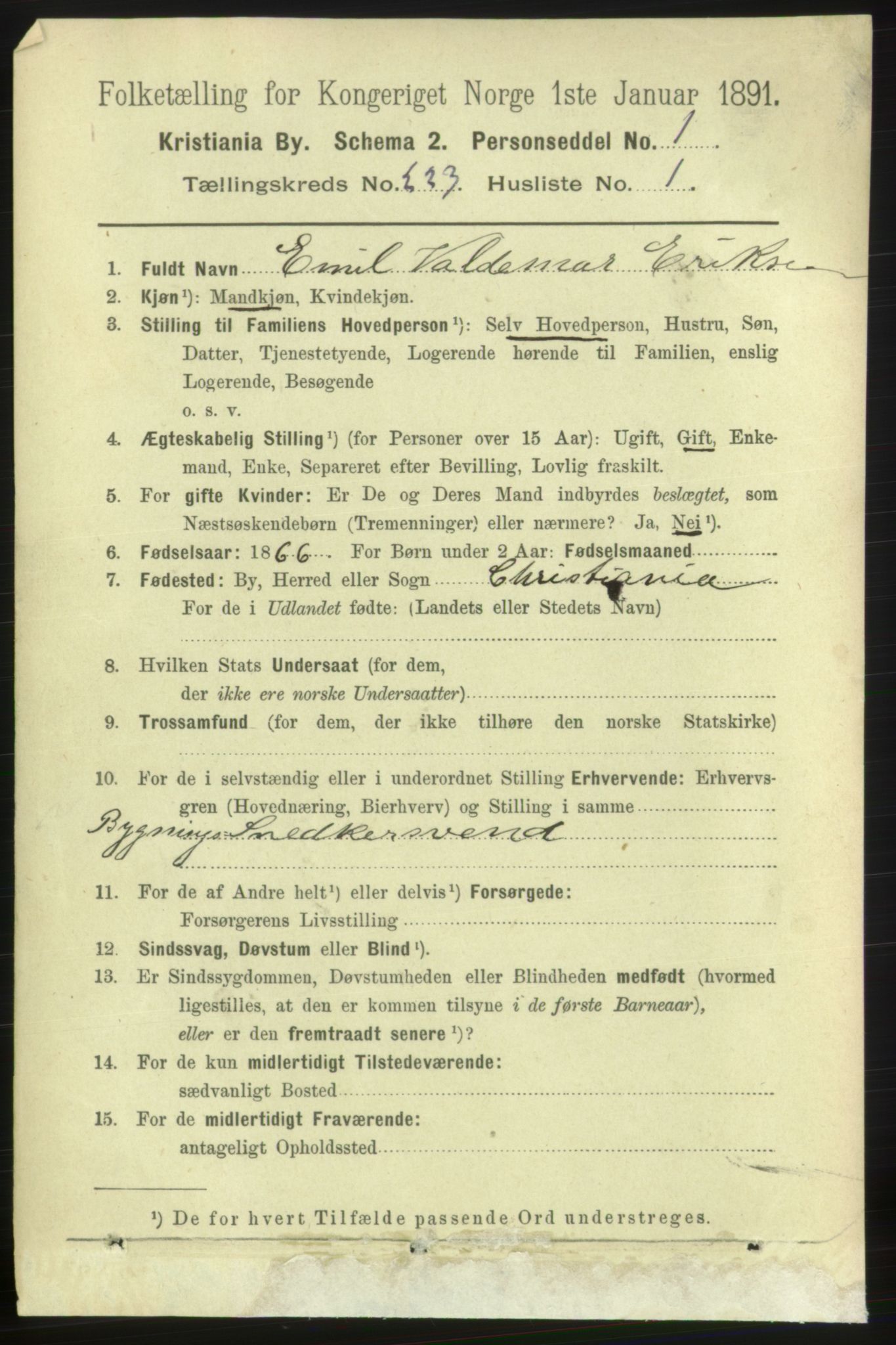 RA, 1891 census for 0301 Kristiania, 1891, p. 134206