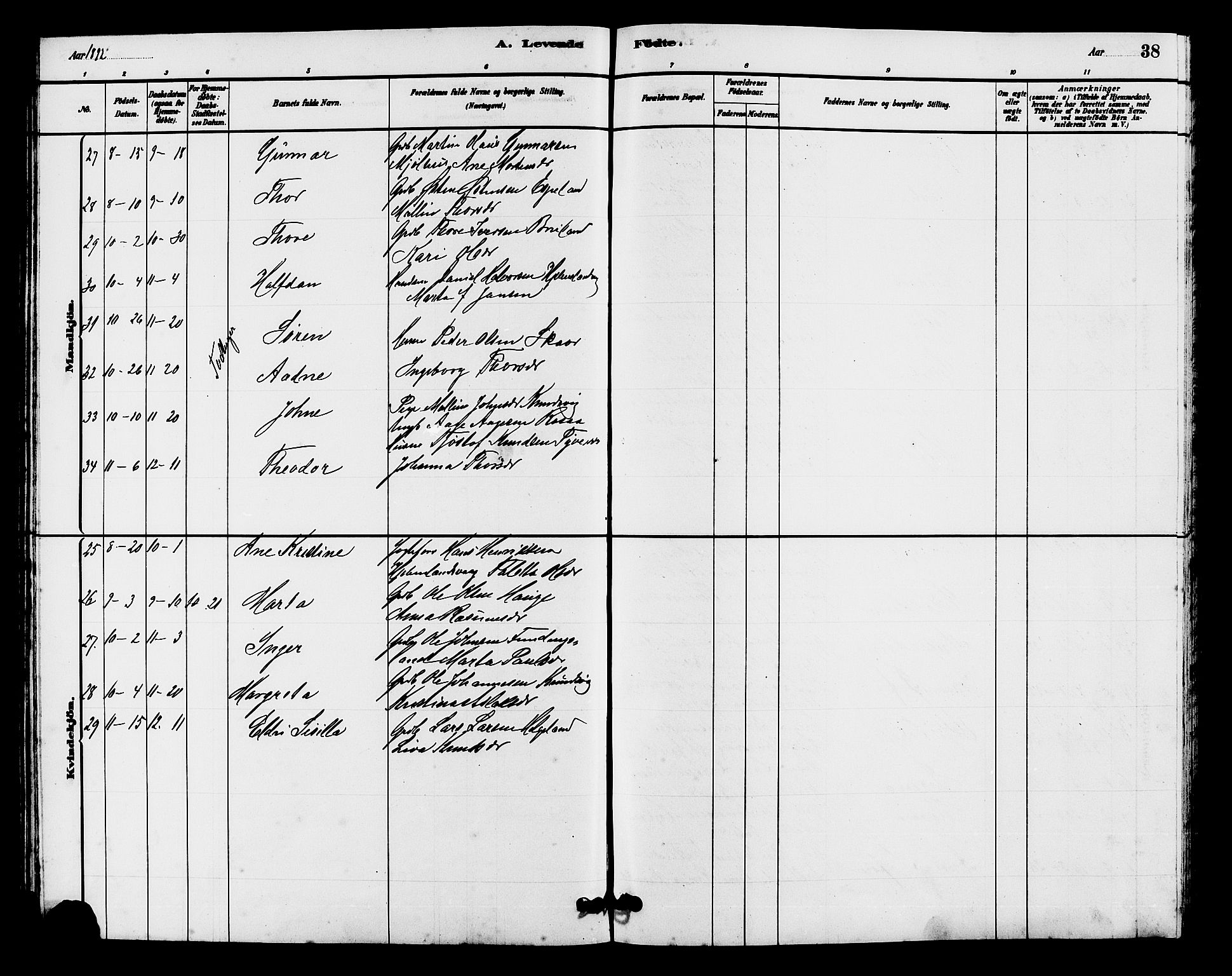 Hjelmeland sokneprestkontor, AV/SAST-A-101843/01/V/L0007: Parish register (copy) no. B 7, 1880-1909, p. 38