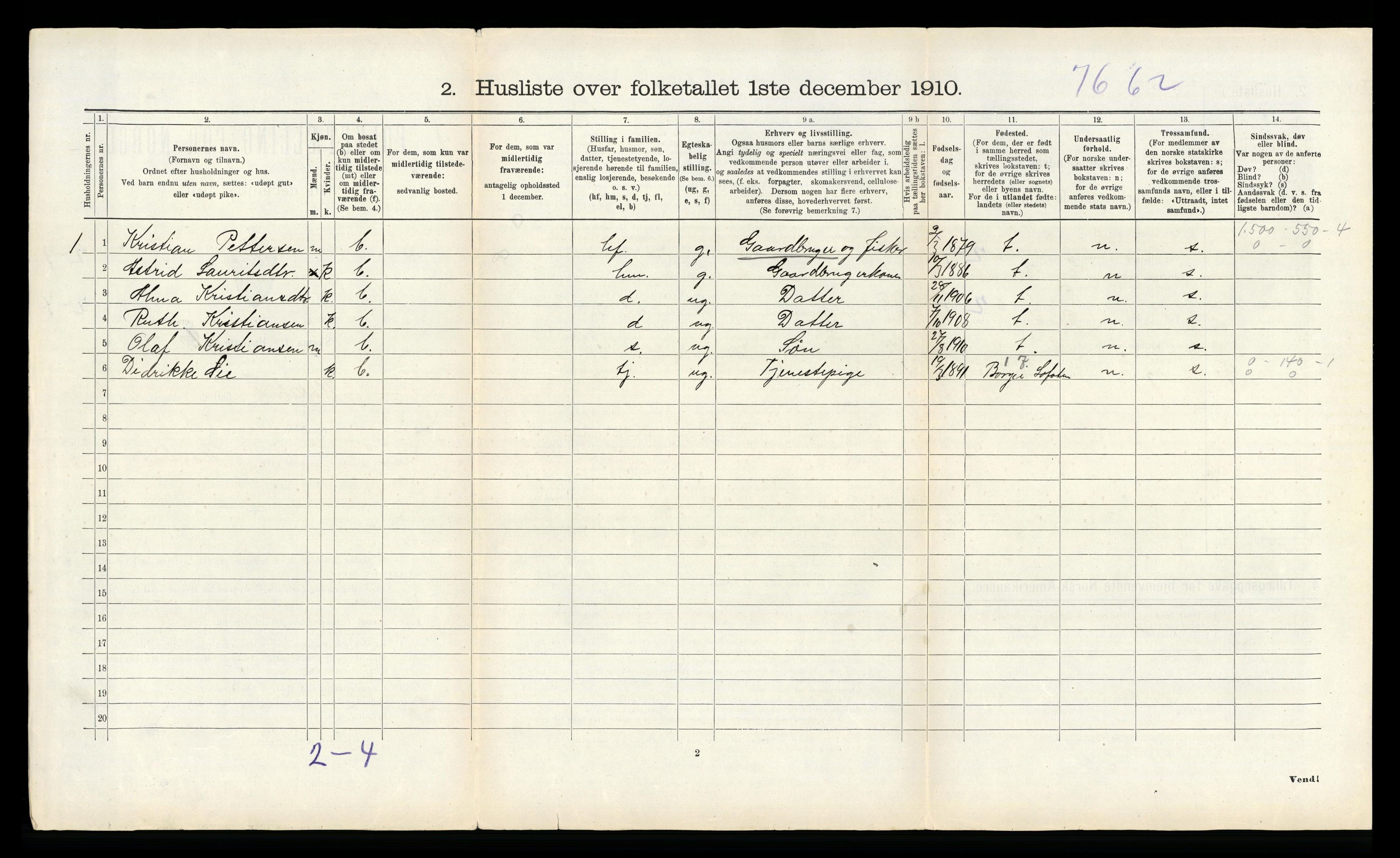 RA, 1910 census for Flakstad, 1910, p. 489