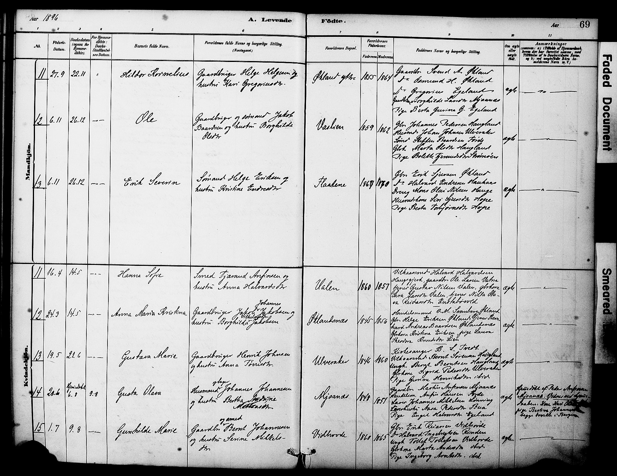 Sveio Sokneprestembete, SAB/A-78501/H/Haa: Parish register (official) no. C 2, 1881-1899, p. 69