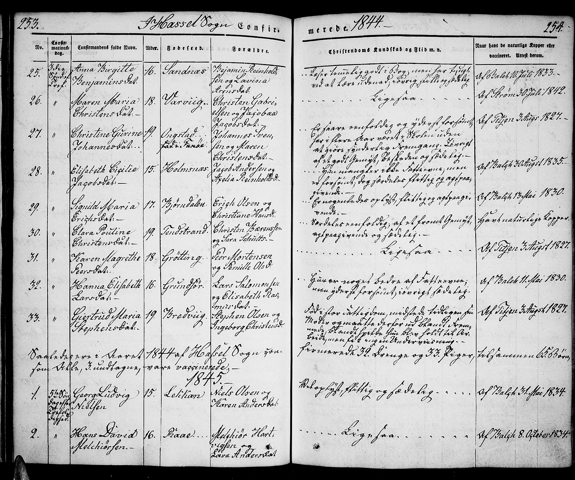 Ministerialprotokoller, klokkerbøker og fødselsregistre - Nordland, AV/SAT-A-1459/888/L1239: Parish register (official) no. 888A06 /1, 1837-1849, p. 253-254