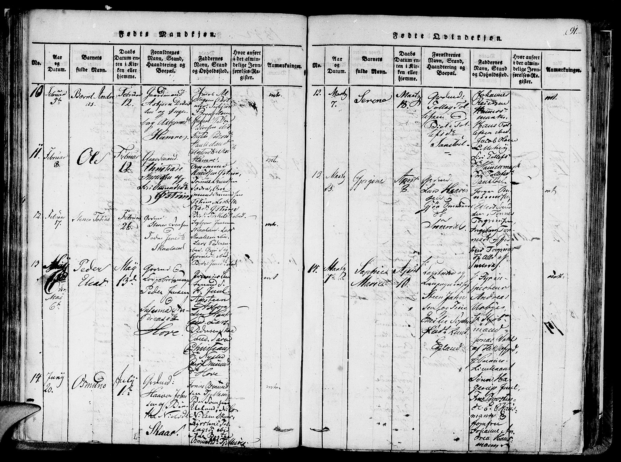 Lund sokneprestkontor, AV/SAST-A-101809/S06/L0005: Parish register (official) no. A 5, 1815-1833, p. 91