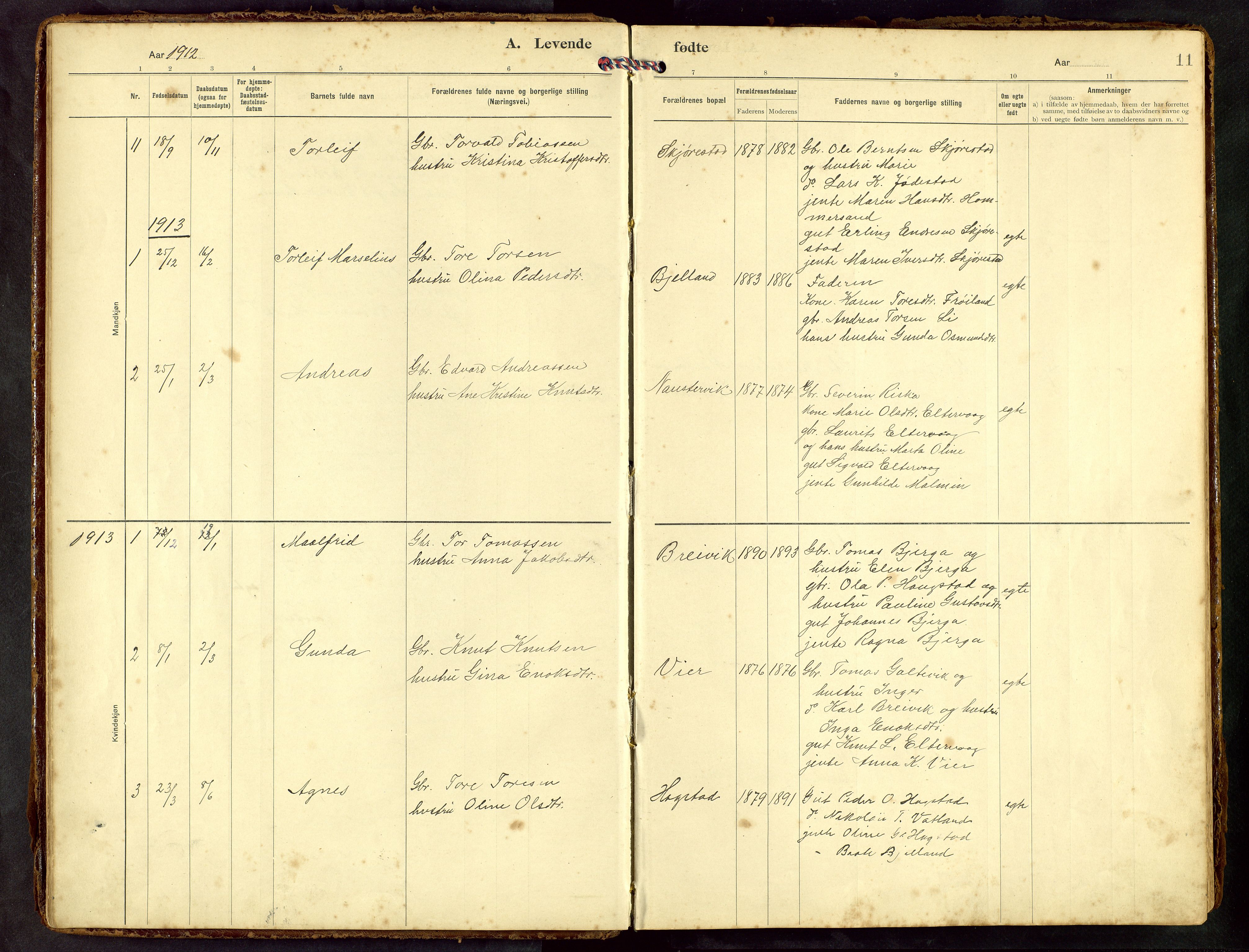 Hetland sokneprestkontor, SAST/A-101826/30/30BB/L0010: Parish register (copy) no. B 10, 1910-1968, p. 11
