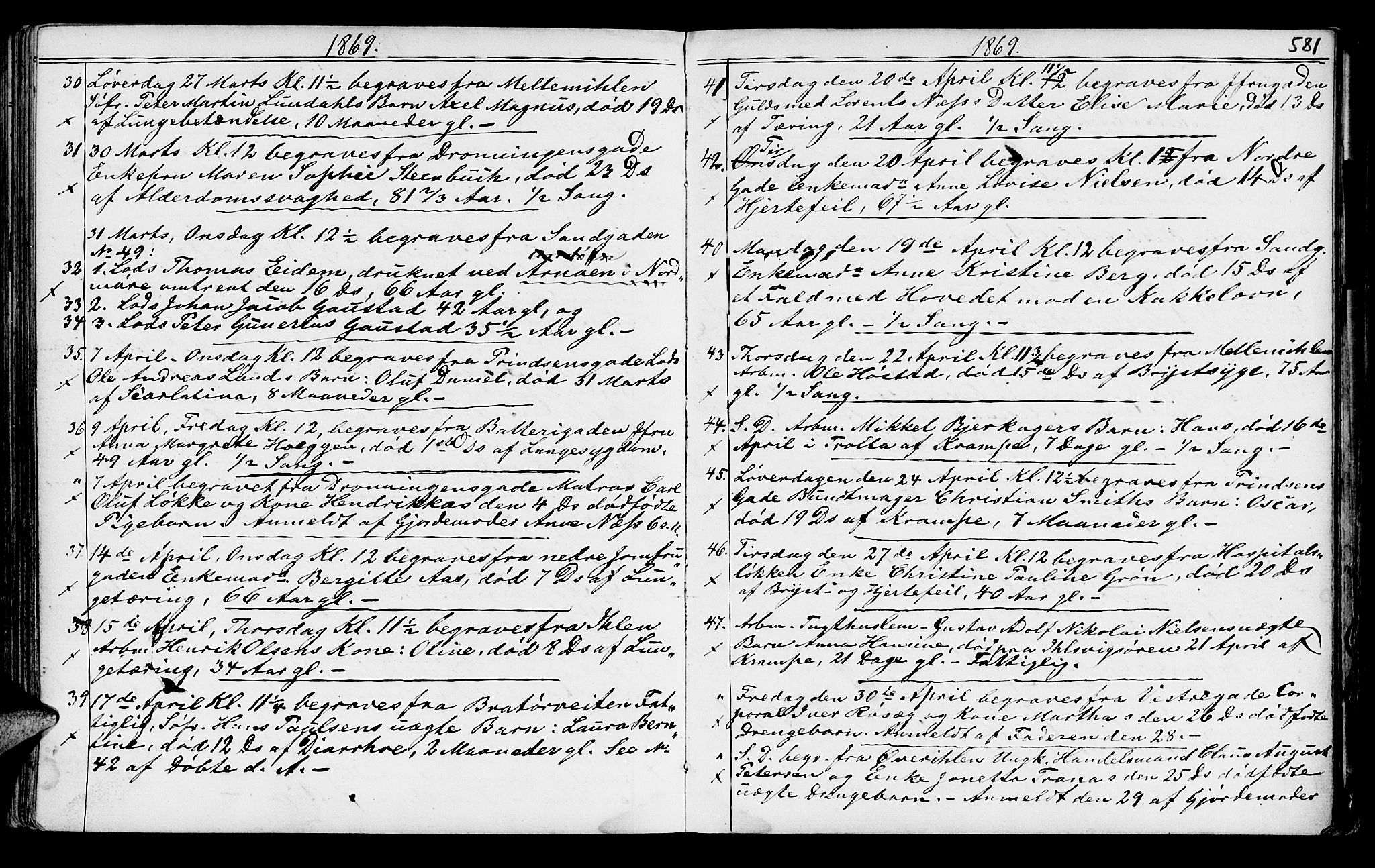 Ministerialprotokoller, klokkerbøker og fødselsregistre - Sør-Trøndelag, SAT/A-1456/602/L0140: Parish register (copy) no. 602C08, 1864-1872, p. 580-581