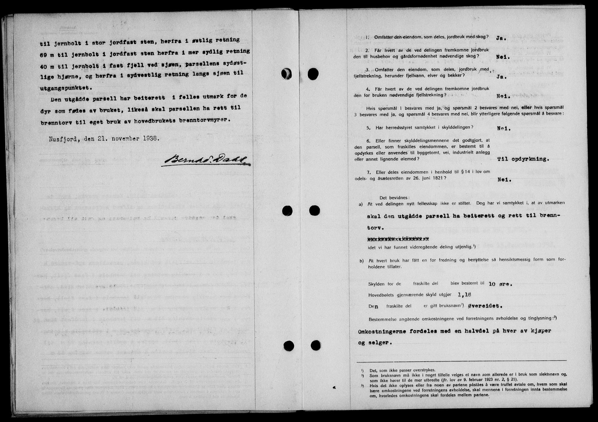 Lofoten sorenskriveri, SAT/A-0017/1/2/2C/L0005a: Mortgage book no. 5a, 1939-1939, Diary no: : 2711/1938