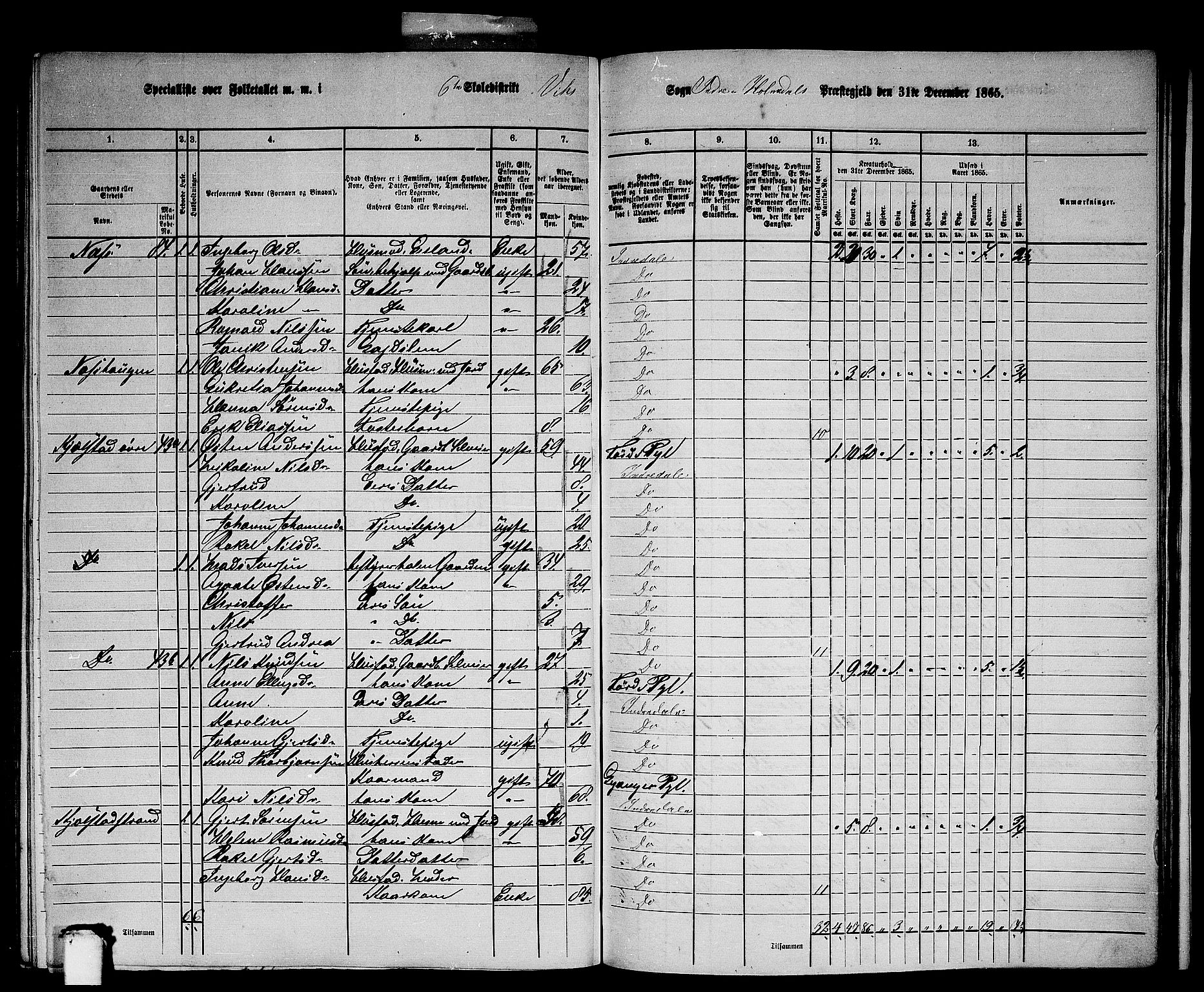 RA, 1865 census for Indre Holmedal, 1865, p. 131