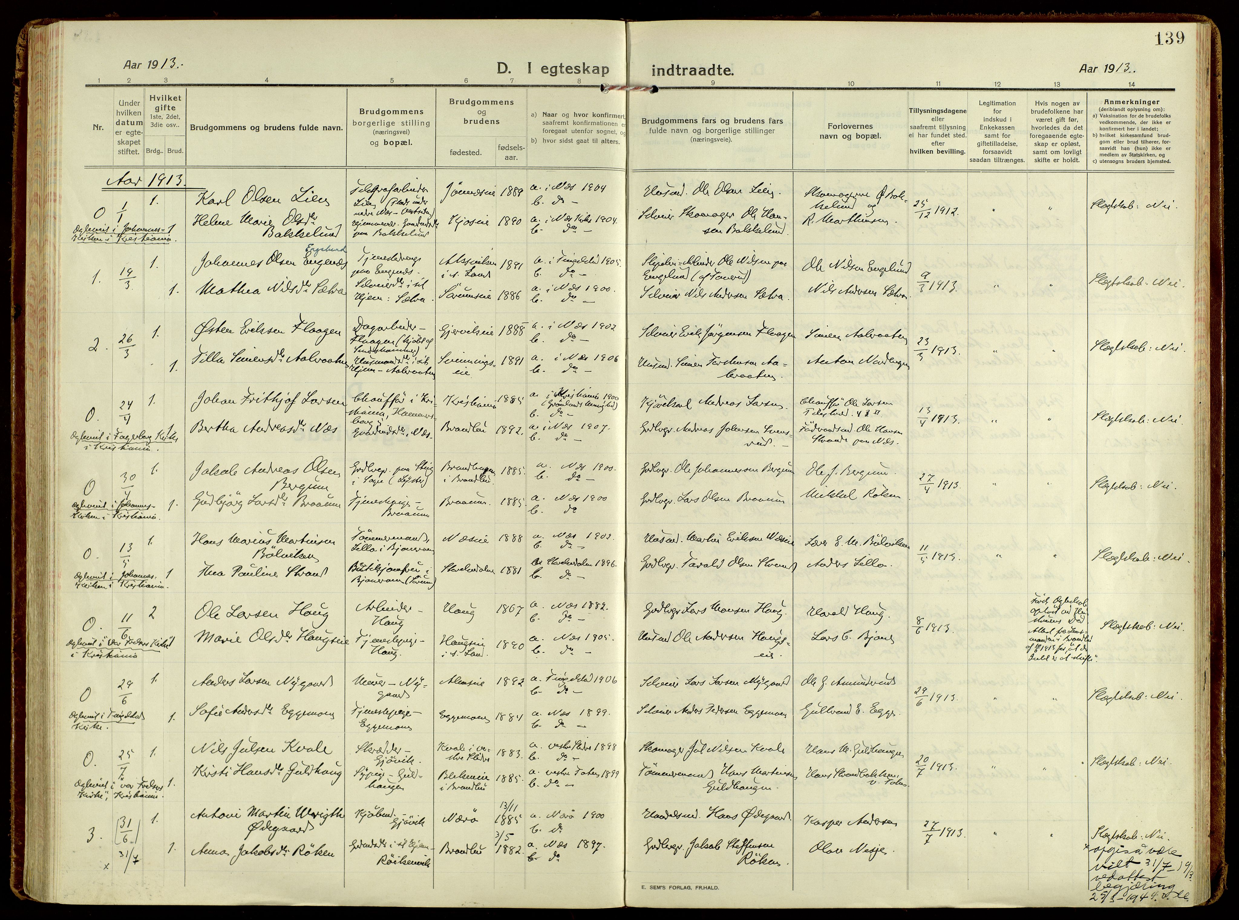 Brandbu prestekontor, AV/SAH-PREST-114/H/Ha/Haa/L0004: Parish register (official) no. 4, 1913-1923, p. 139