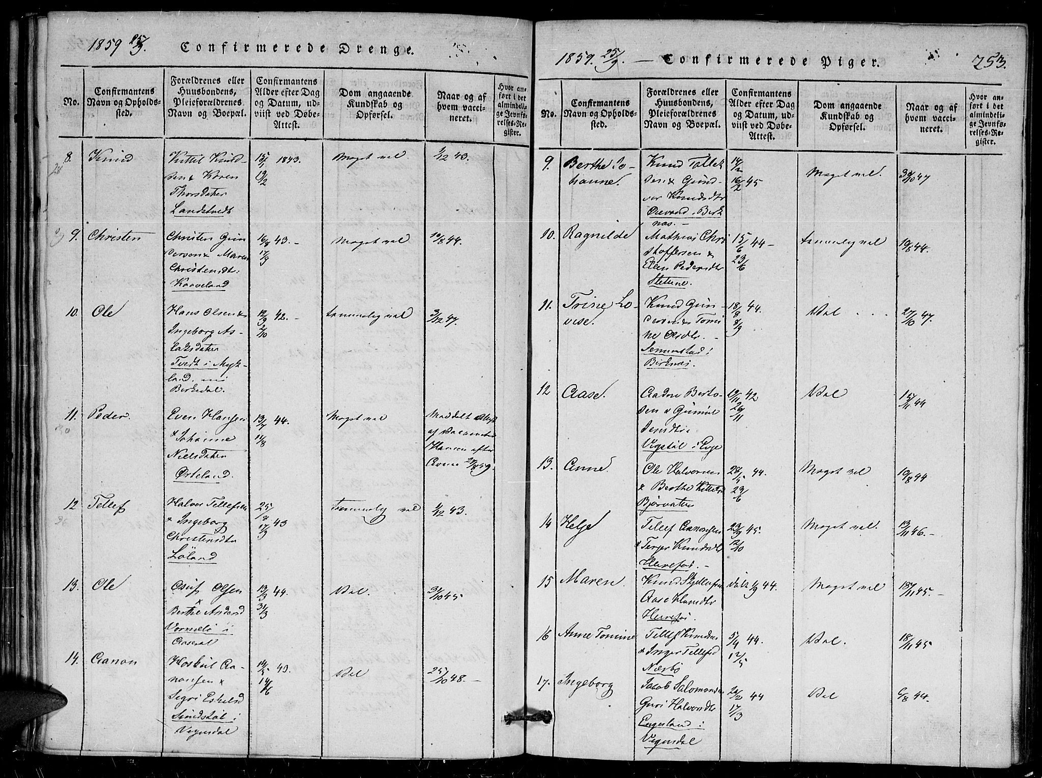 Herefoss sokneprestkontor, AV/SAK-1111-0019/F/Fa/Faa/L0001: Parish register (official) no. A 1, 1816-1860, p. 253