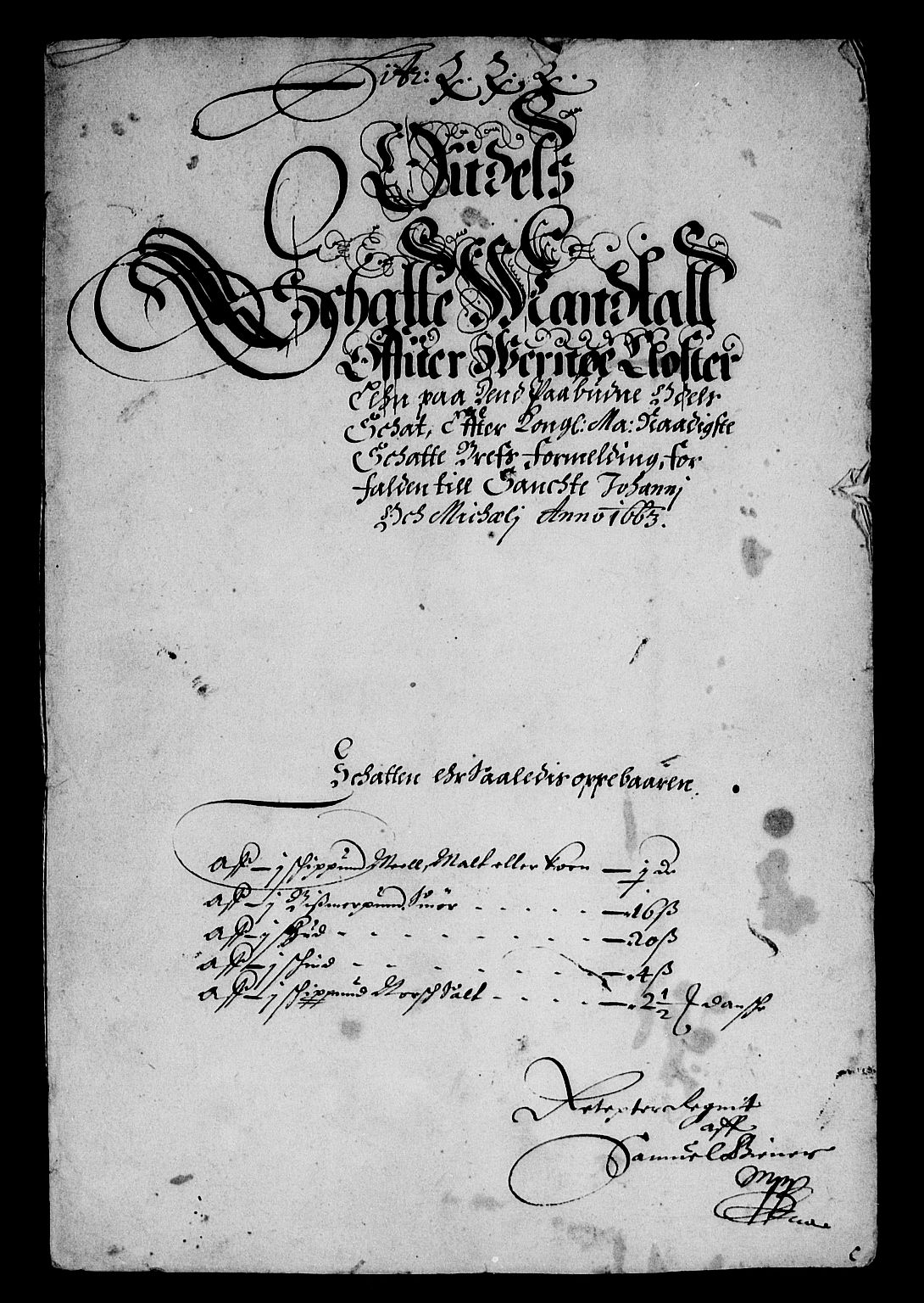Rentekammeret inntil 1814, Reviderte regnskaper, Stiftamtstueregnskaper, Landkommissariatet på Akershus og Akershus stiftamt, AV/RA-EA-5869/R/Ra/L0017: Landkommissariatet på Akershus, 1663