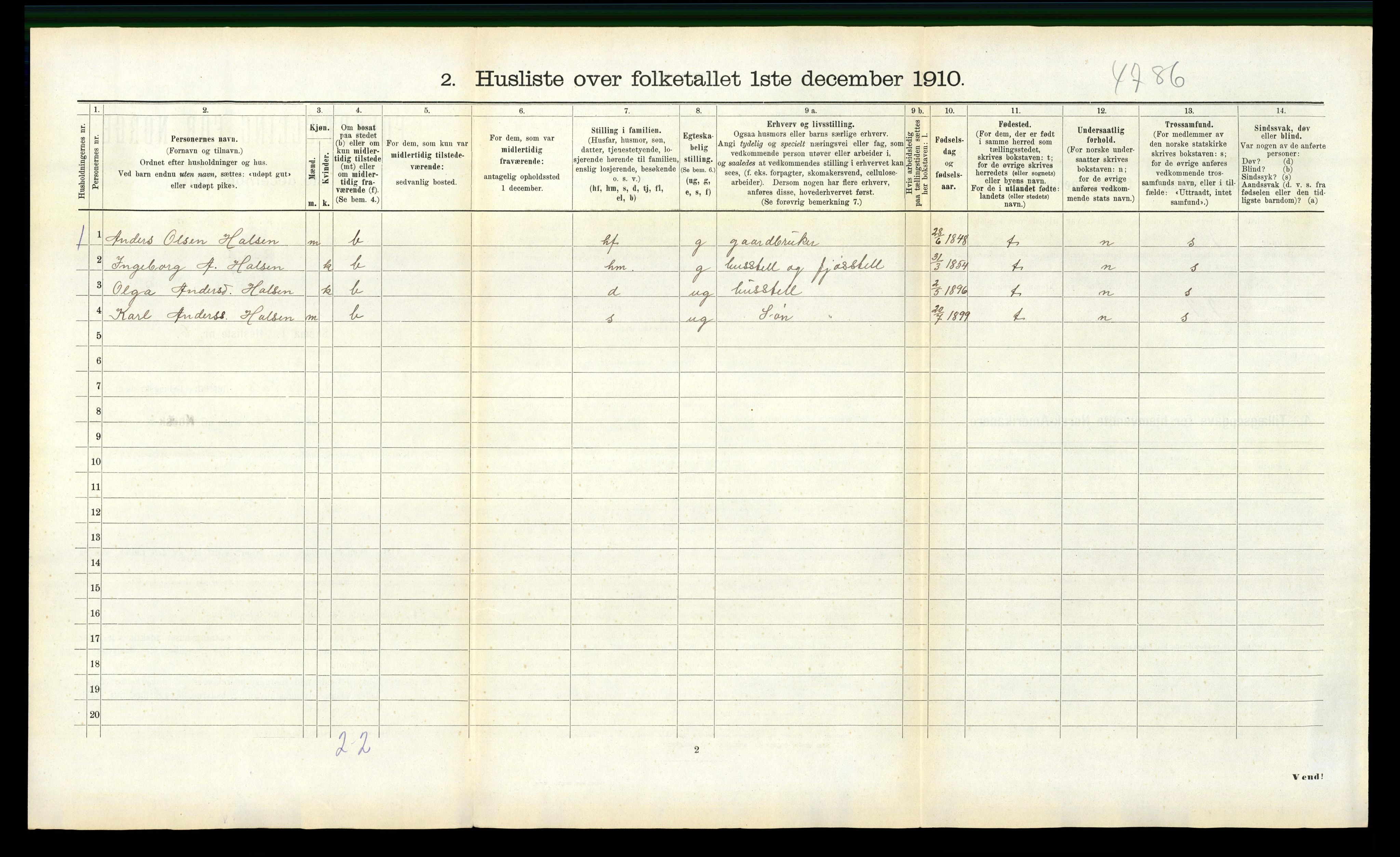 RA, 1910 census for Eresfjord og Vistdal, 1910, p. 584